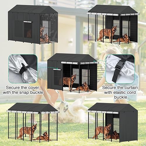 Miniatura 9 de LitaiL Funda para perrera para perros al aire libre, cobertura completa para jaulas de perro de 8 pies de profundidad x 4 pies de ancho x 6 pies de