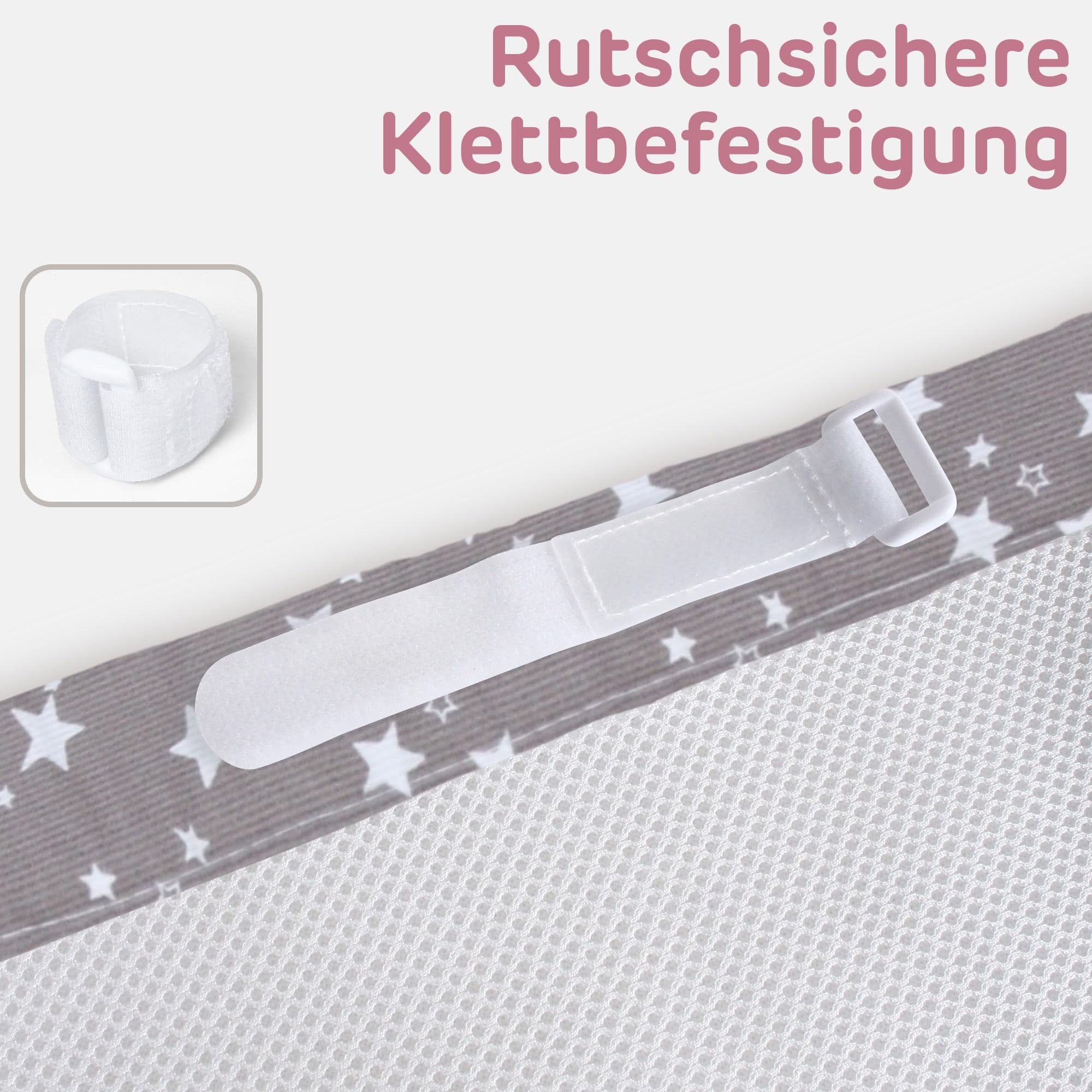 babybay Nestchen 3D Mesh-Piqué passend für Modell Boxspring XXL, taupe Sterne weiß