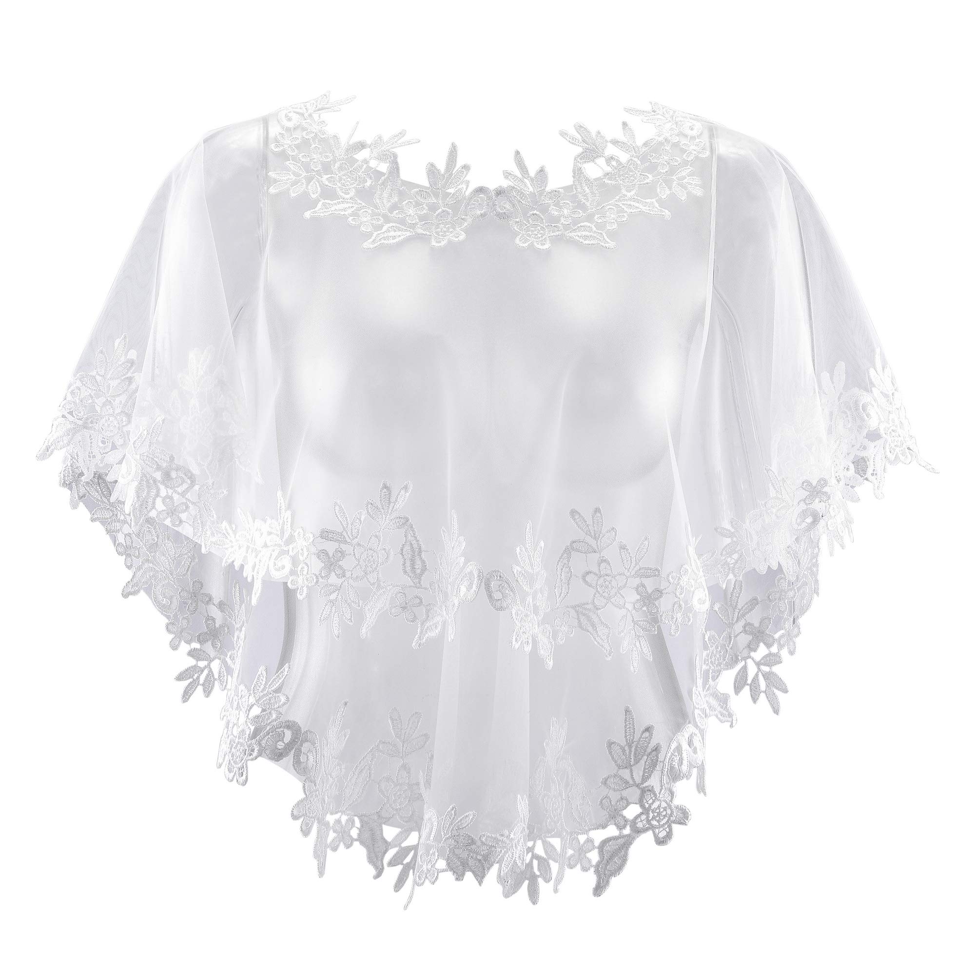 Elegant Spitze Umschlagtücher mit Blumen Halsband,Lace Umhang Perlen choker für Brautkleid Abendkleid Cocktaikleid Hochzeitsaccessoires