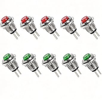 2 Pin Momentary Push Button Switch, 8mm Hole, SPST 125V 1A, 10Pcs