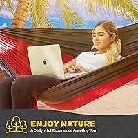 Vista 5 de Hamaca Duradera con Capacidad de 500 lb, Silla Hamaca de Nylon para Acampar - Tamaños Dobles o Individuales con Correas para Árboles y Bolsa