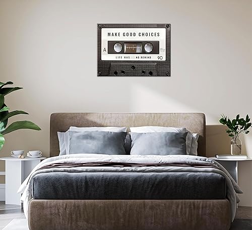 Miniatura 4 de Lienzo inspirador para la oficina, cuadro vintage de cinta de cassett, impresiones para hacer buenas elecciones, la vida no tiene rebobinado, arte