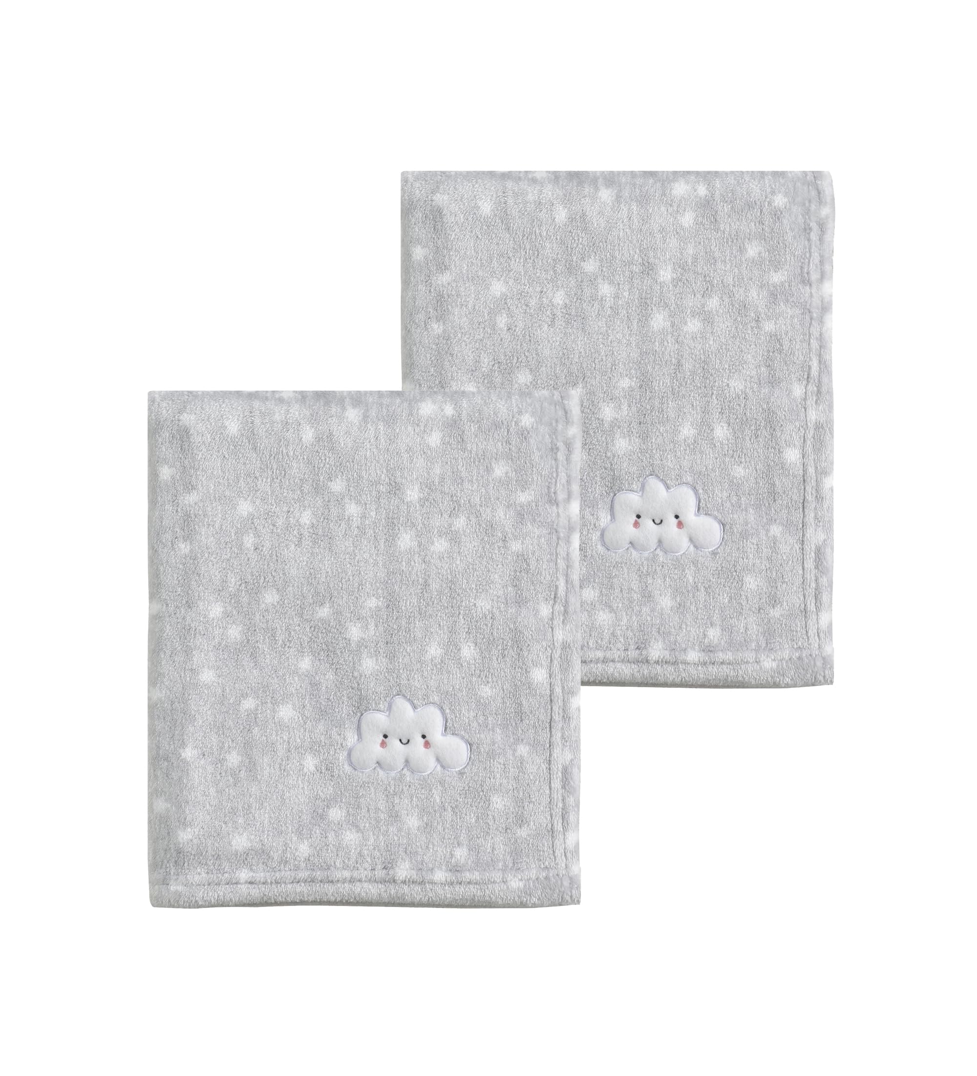 CREVENT 2Pcs 75cmX100cm Cute Cozy Fluffy Warm Baby Blankets for Infants Toddlers' Bedding Crib Cot Stroller - Grey Cloud