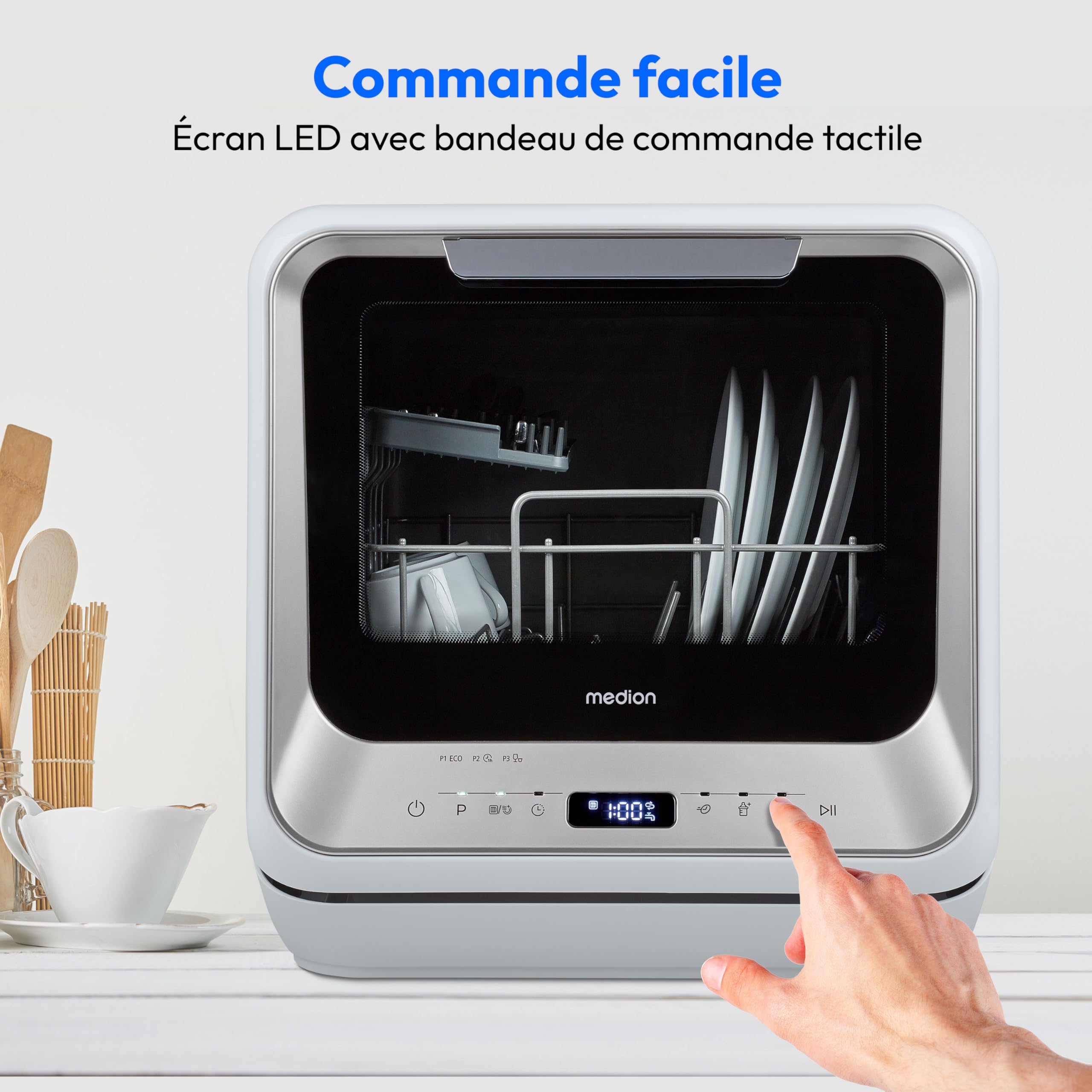 MEDION Mini lave-vaisselle DWT20 2 couverts 6 programmes sans raccordement à l'eau
