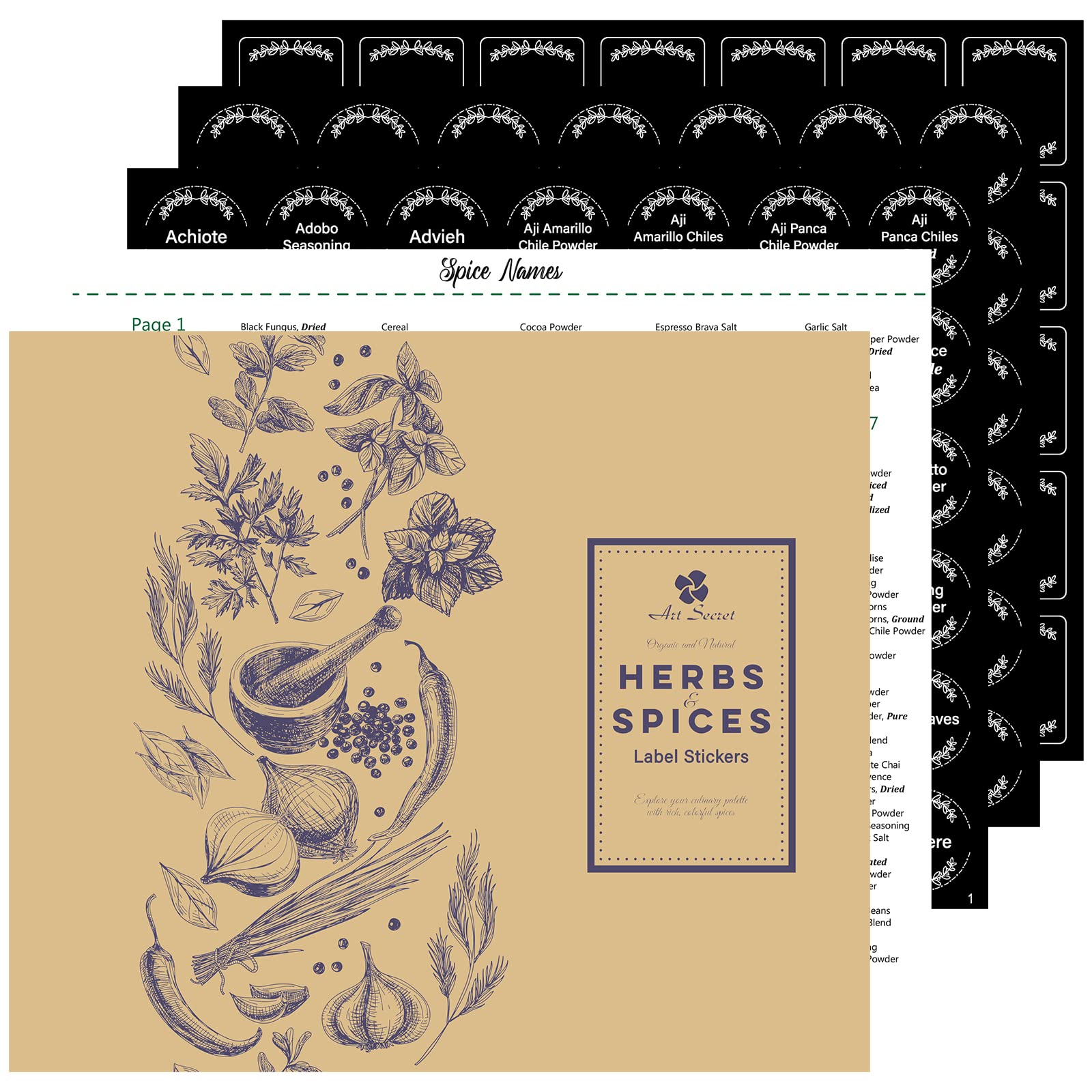 672 Preprinted Spice Labels with A–Z Index, Minimalist Black Round Stickers for Kitchen Jars, Waterproof Oilproof Tear-Resistant Herb & Seasoning Labels – 1.2" Pantry Label Set