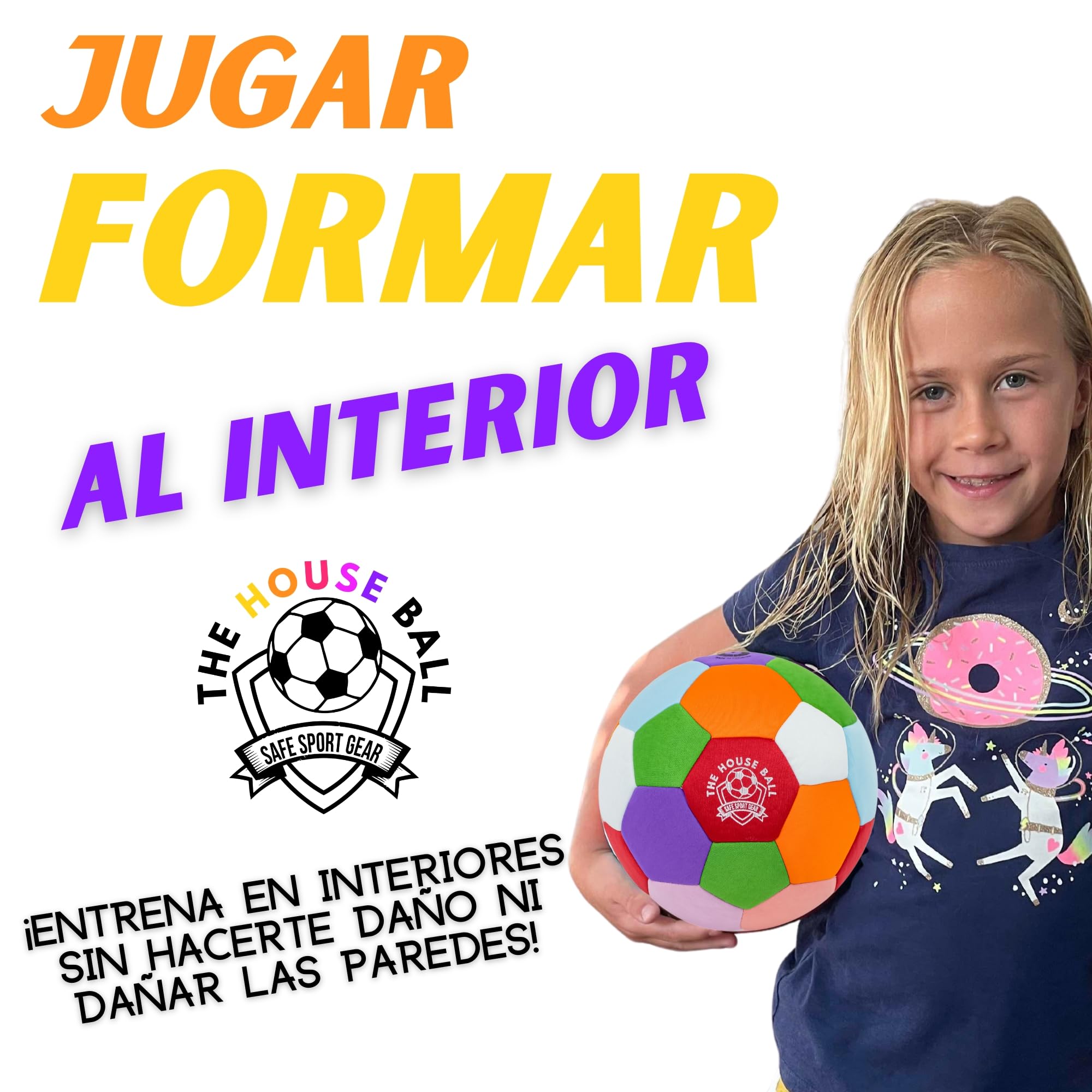 Safe Sport Gear The House Ball Le House Ball - El Balón de Fútbol de Interior Original, Suave y Seguro, Tamaño 4 - Diseñado para Jugar en Casa y en el Jardín Regalo Aficionados Balón Niños