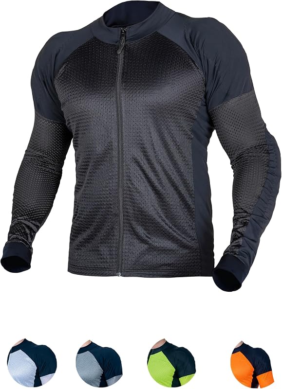 WICKED STOCK Mesh Armored Motorcycle Shirt for Men and Women-CE Level 2-Soft and Stretchy Lightweight-Removable Padding Black