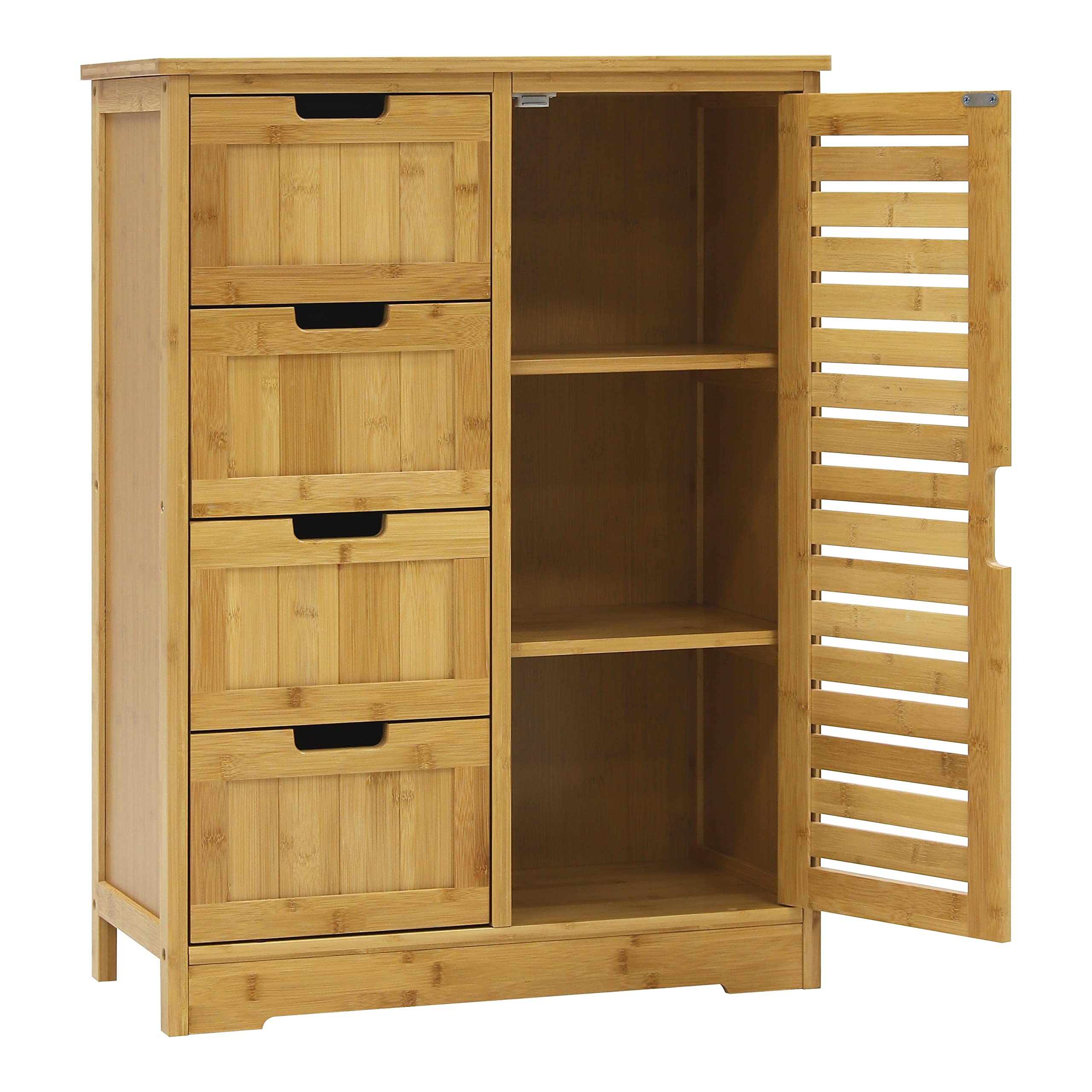 Buy VEIKOUS Bathroom Floor with 4 Drawers, Bamboo Freestanding