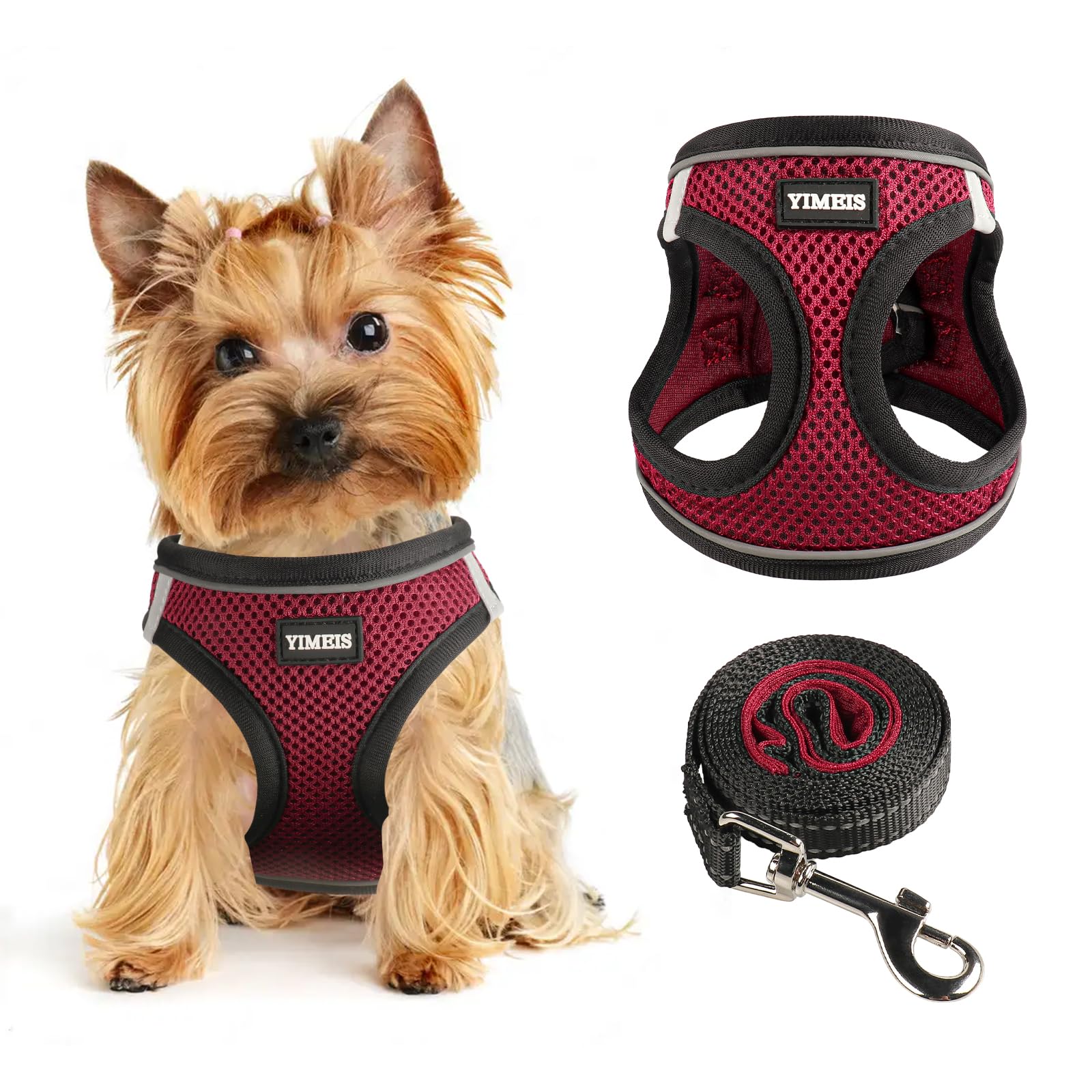 Dog Harness for Small Dogs and Leash Set, Honeycomb Grid, Reflective Lightweight Harness & Anti-Twist Pet Lead Multi Color, Size: XS-S-M. (S, Deep Purple) โ image 1