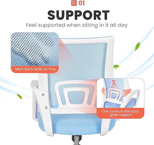 Miniatura 4 de NEO CHAIR Silla de escritorio para computadora de oficina, para juegos, cojín ergonómico de respaldo medio, soporte lumbar con ruedas, cómodo