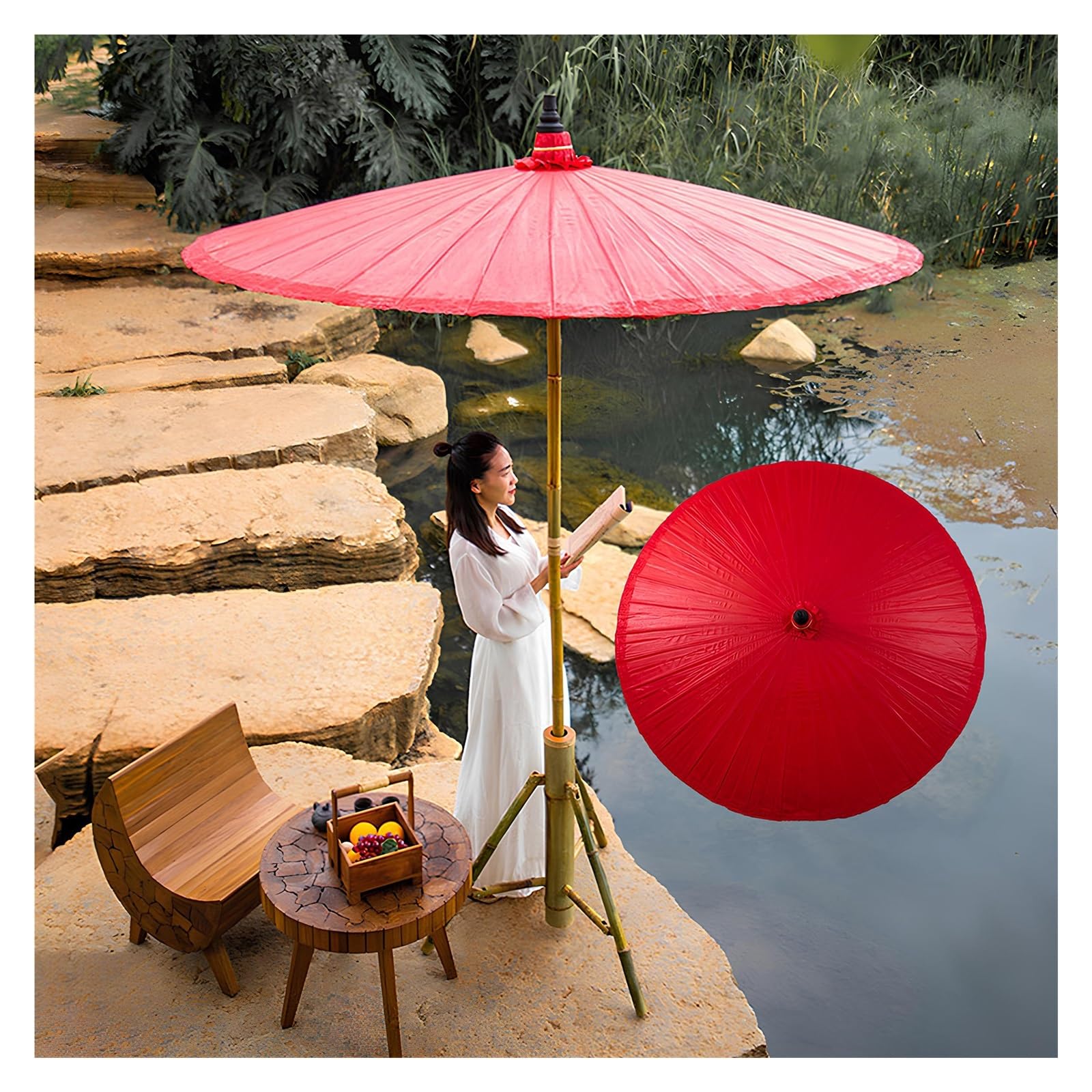 chinese style patio umbrella ASNSNU 2.0m Japanese Garden Parasol, Vintage Umbrella, Handmade Oil Paper Decorative for Party, Home Decoration, Photography, Pool, Beach(Without Base)(Red) : Patio, Lawn & Garden and artistry Full-face bike helmet New Astone Helmets GT4 Finish:Natural Silver