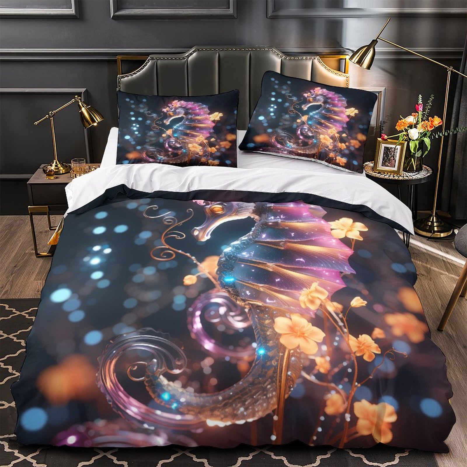 Housse de couette hypoallergique pour hommes parure lit tortue marine 220x240