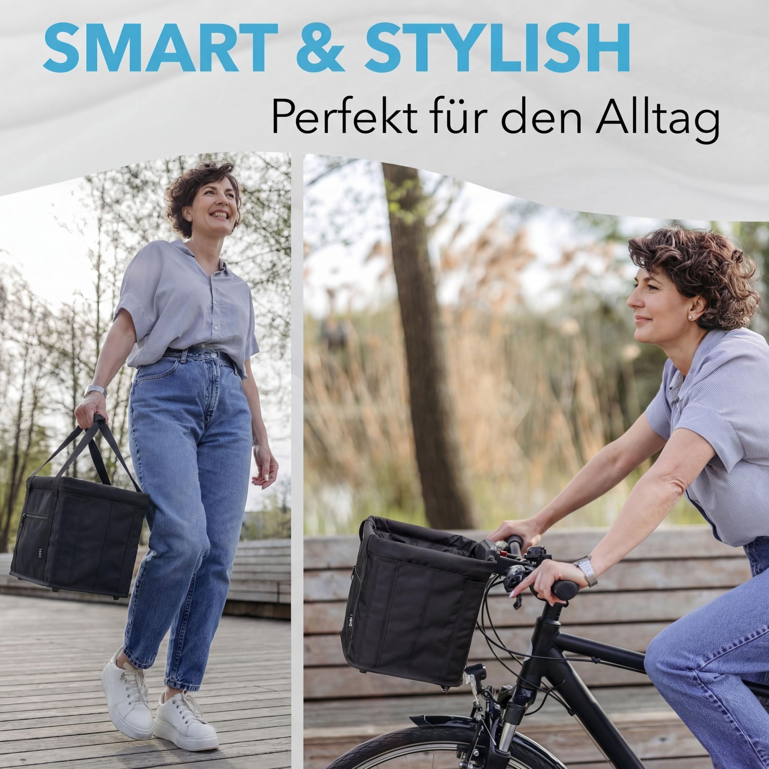 YBAG Cesta delantera para bicicleta KLICKfix [compatible con bicicleta eléctrica] Mujer – Bolsa de bicicleta para manillar