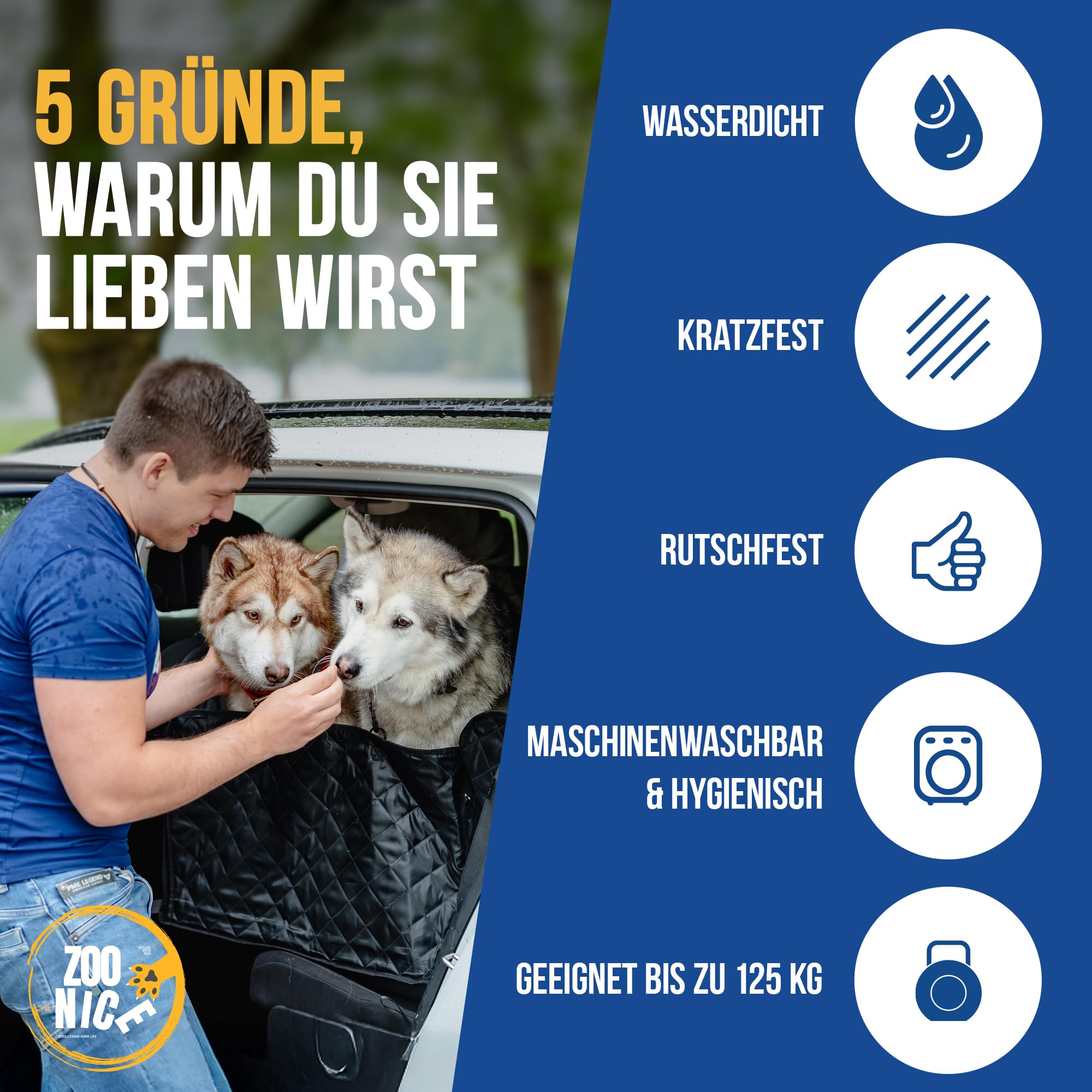 Hundedecke Auto Rückbank – Premium Autoschondecke mit Hartboden | Rücksitzverbreiterung & Schutz | Kratzfest & wasserabweisend | Für SUV & Kombi