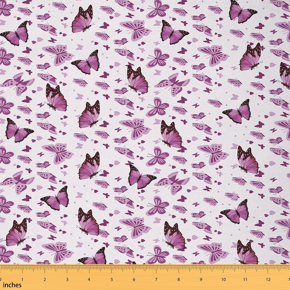 Homemissing Multicolored 11 Butterfly Fabric By The Yard Butterflies Print Waterproof Outdoor Fabric Beautiful Butterfly Upholstery Fabric For Chairs Animal Purple Pink Outdoor Fabric 1 Yard (L92*W150cm)