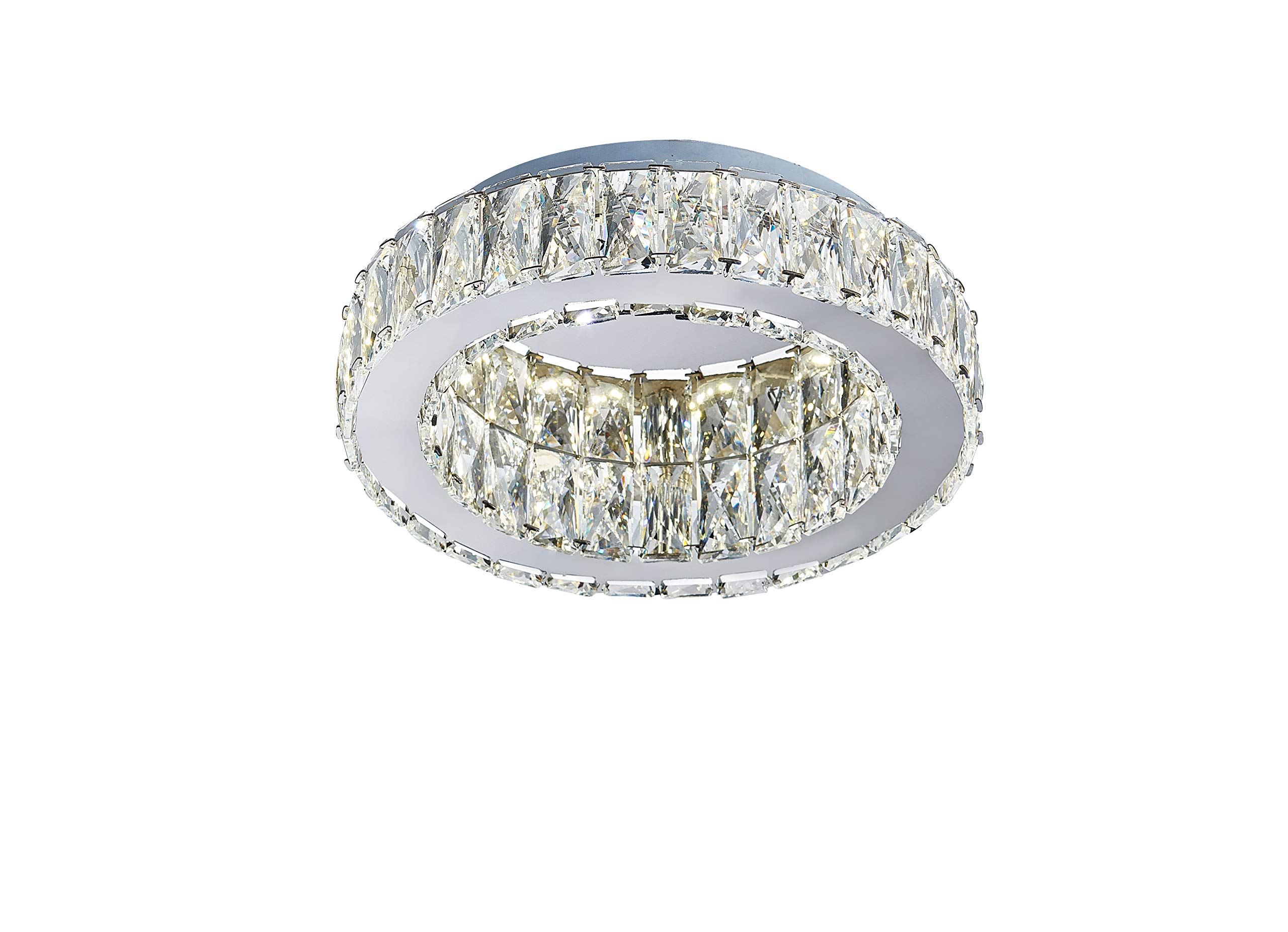 Am - Light Oustanding Circular Crystal Clear Chandelier Ceiling Light, Semi Crystal Edge, Elegant Chrome Finish for Living Room, Bedroom and Hallway. Size : 25cm Diameter