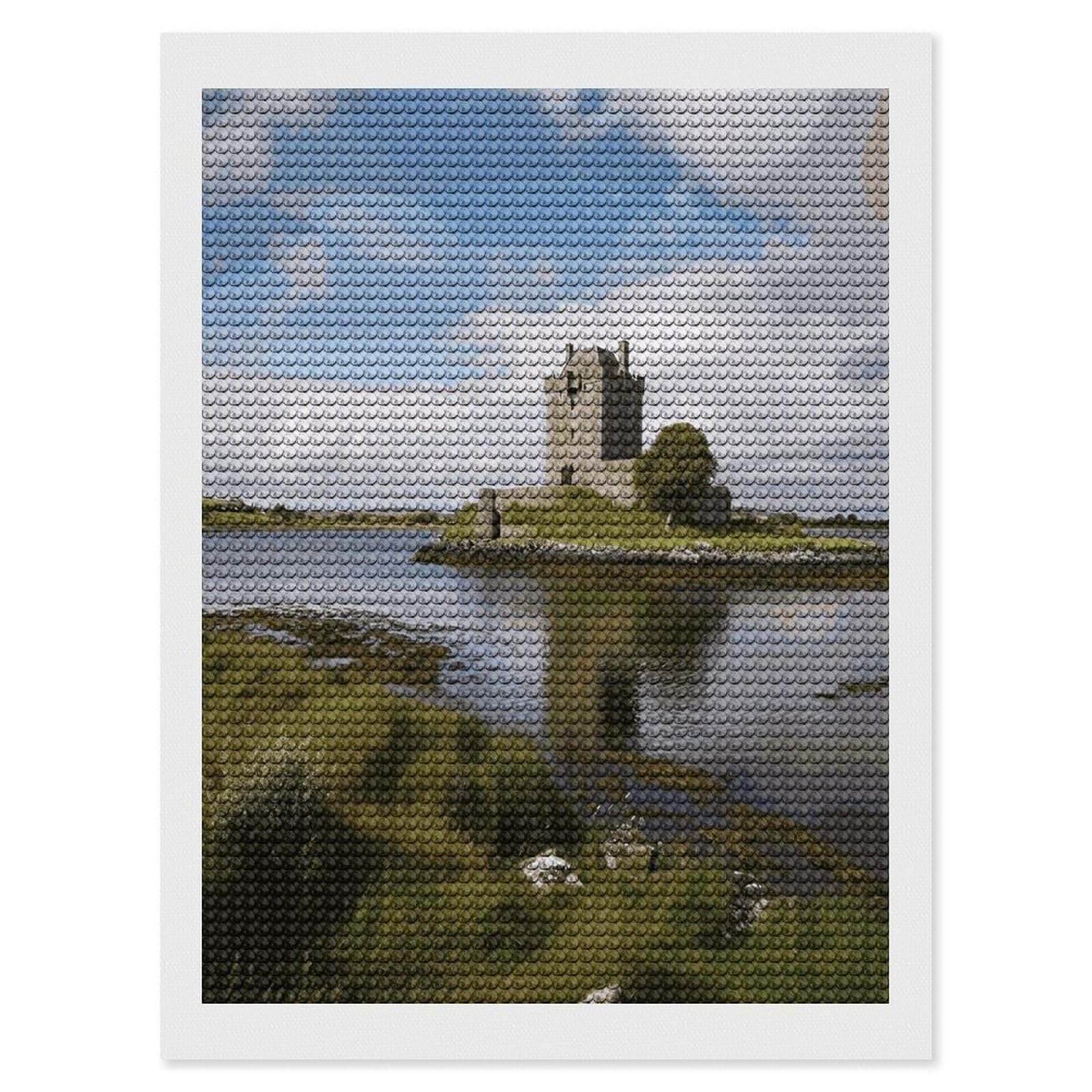 JTREHY View of The Dunguaire Castle Diamond Art Kits Personalized DIY Round Diamond Painting Kits for Beginner Full Drill Diamonds Dots Paintings for Adults Gem Art Crafts Home Decor