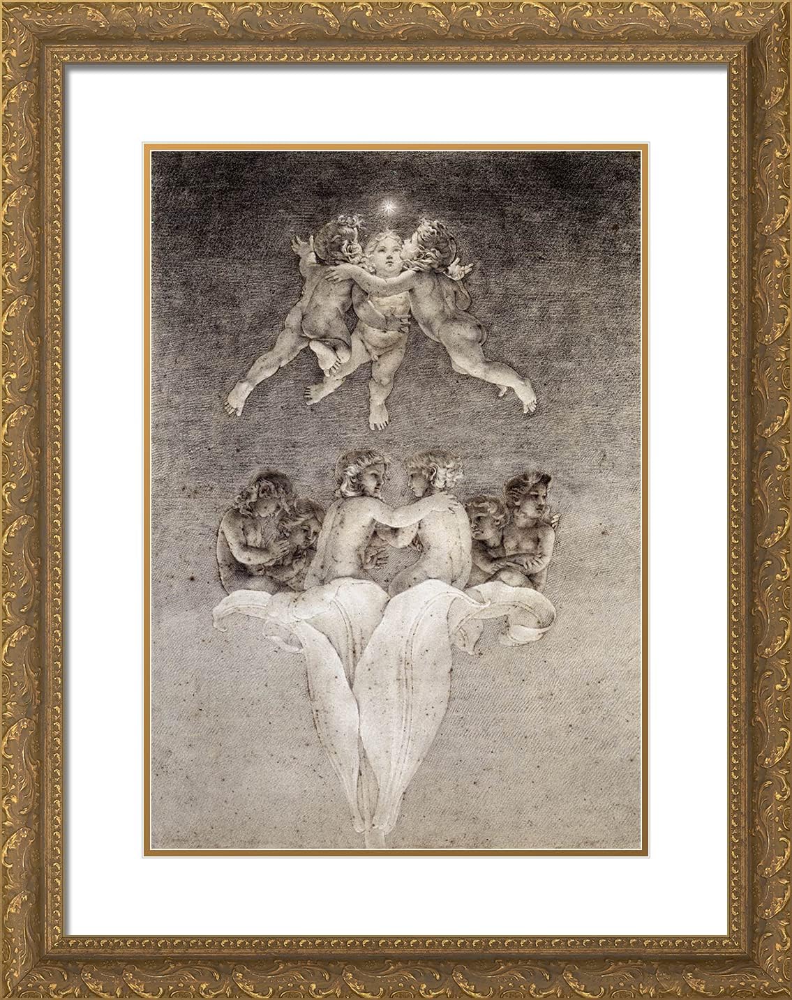 ArtDirect Runge, Philipp Otto 19x24 Black Ornate Framed Art Print with Double Matting Titled: Lily of Light and Morning Star