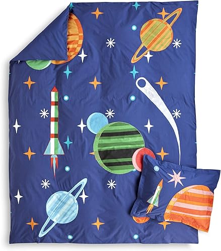 Juego de funda de edredón para niños, diseño moderno de exploración espacial, Algodón, Multicolor, gemelo