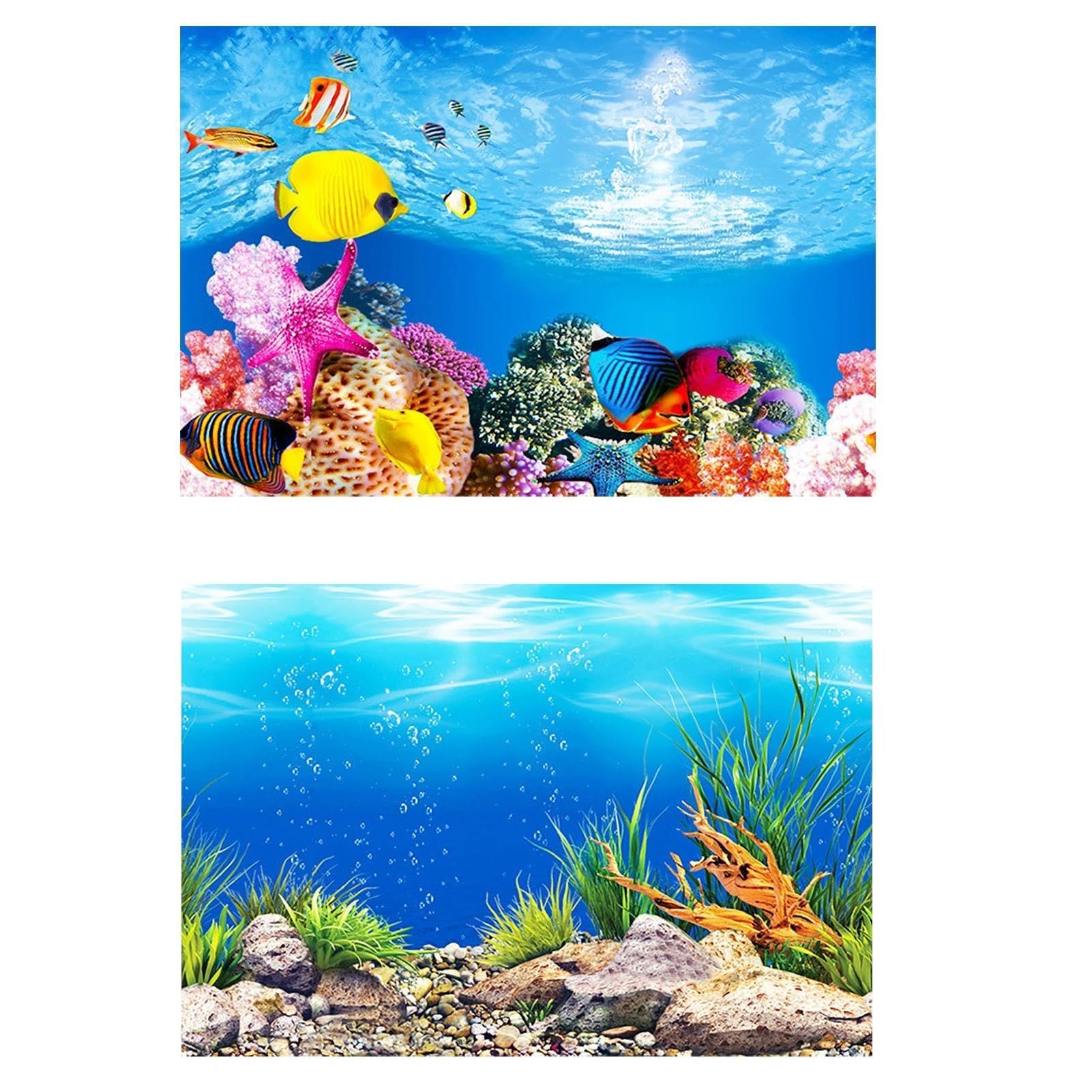 matumou Aquarium Background Poster Ocean Self-adhesive Fish Backdrop Sticker Decor