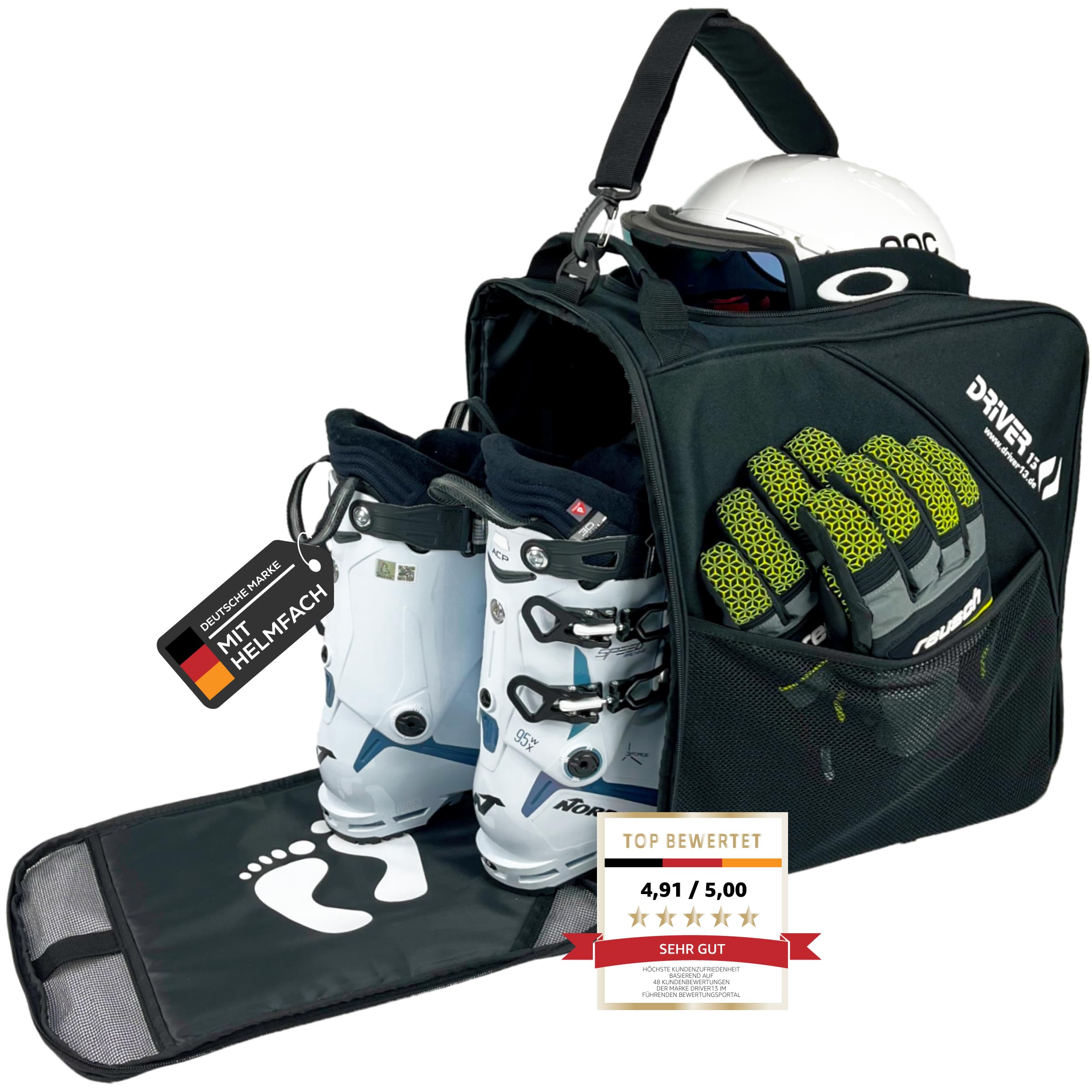 – Driver13 Ski Boot Bag with Helmet Compartment Boot Bag for Your Boots or Snowboard Boots