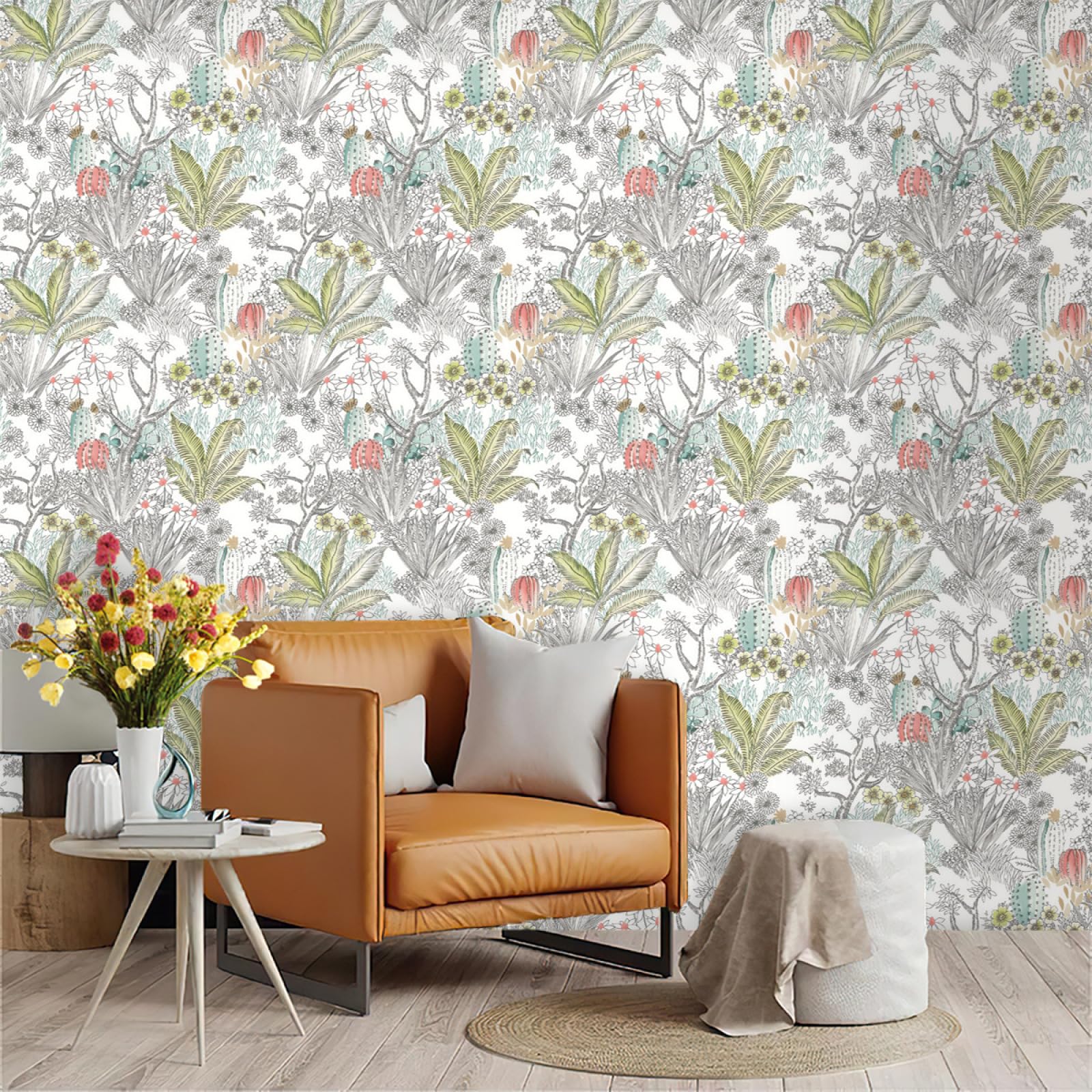 Zahhyg Yellow Wallpaper Leaves Peel And Stick Self Adhesive Wallpaper For Living Room Waterproof Vinyl, Art Deco Thicken Sticky Back Plastic Removable