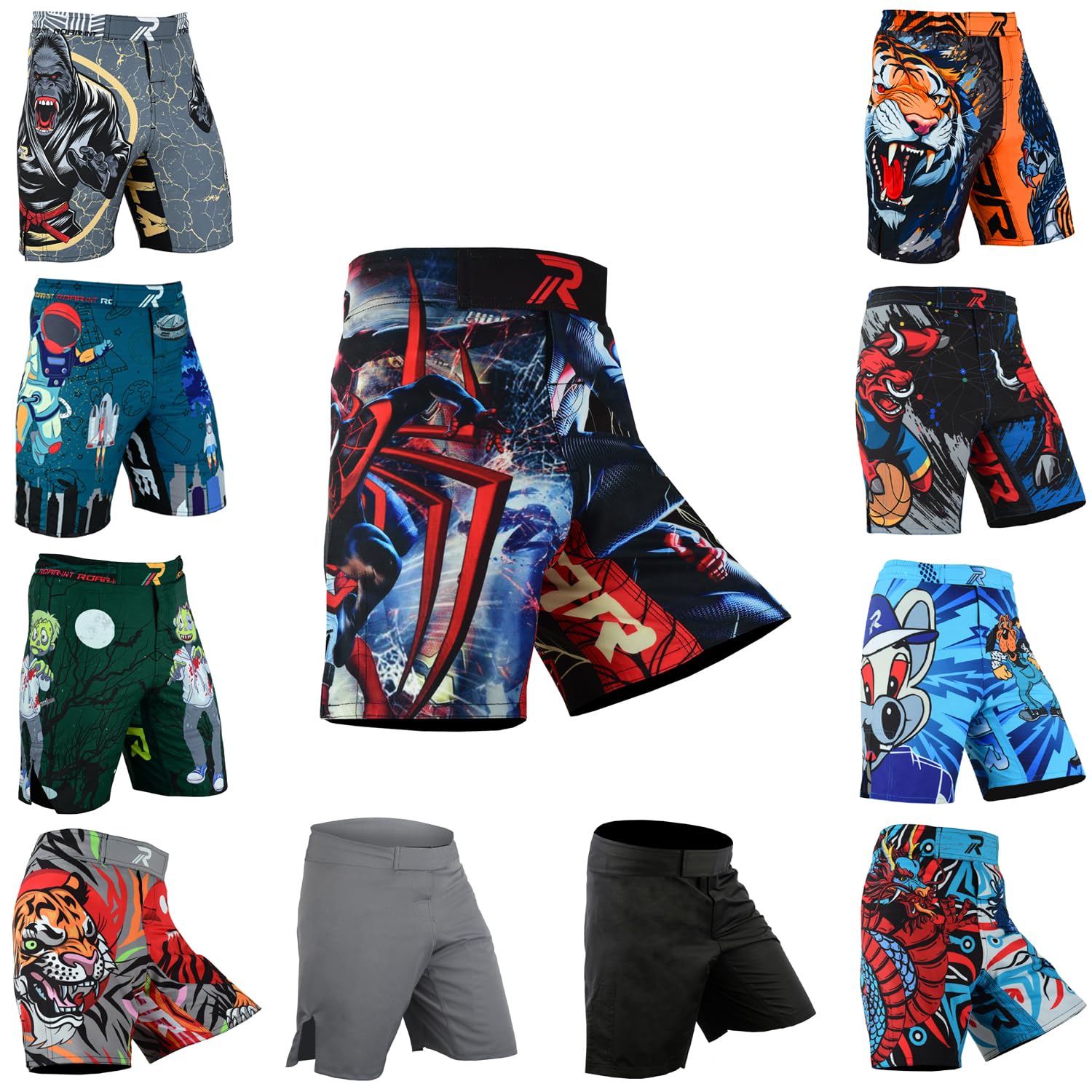 ROAR-INT Kids Mixed Martial Arts MMA Shorts BJJ Cross Training Gym Boxing Grappling Kickboxing Muay Thai Workout Shorts