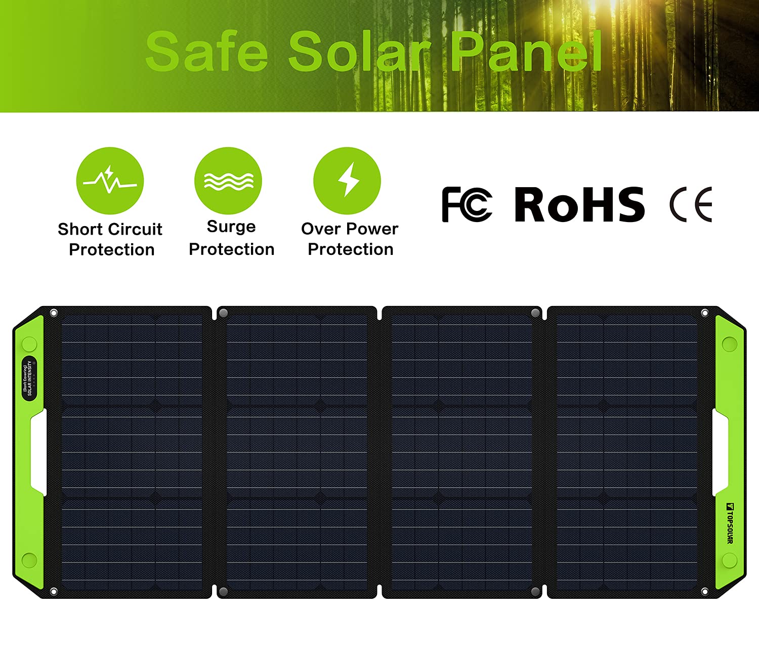 Topsolar 100W Foldable Portable Solar Panel Charger Kits for Portable Power Station Generator Cell Phones Camera Lamp 12V Car Boat RV Battery(Dual USB Ports & 19/14.4V DC Output)