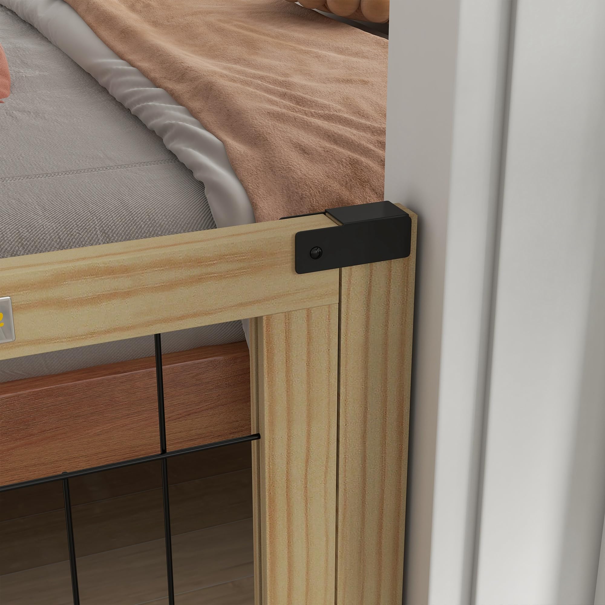 PawHut Barrera para Perros de Madera 112-159x70 cm Valla para Mascotas Extensible de 2 Paneles con Patas de Apoyo Triangulares para Puerta Pasillo Escalera Natural