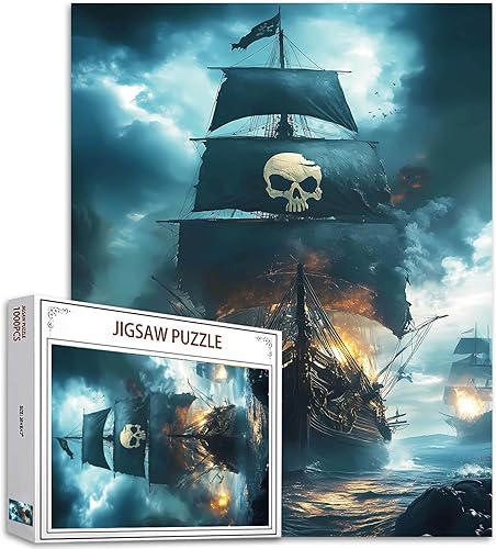 Pirate Ship - Rompecabezas de 1000 piezas para adultos, veleros, rompecabezas para desafiante juego de actividades familiares, rompecabezas de arte