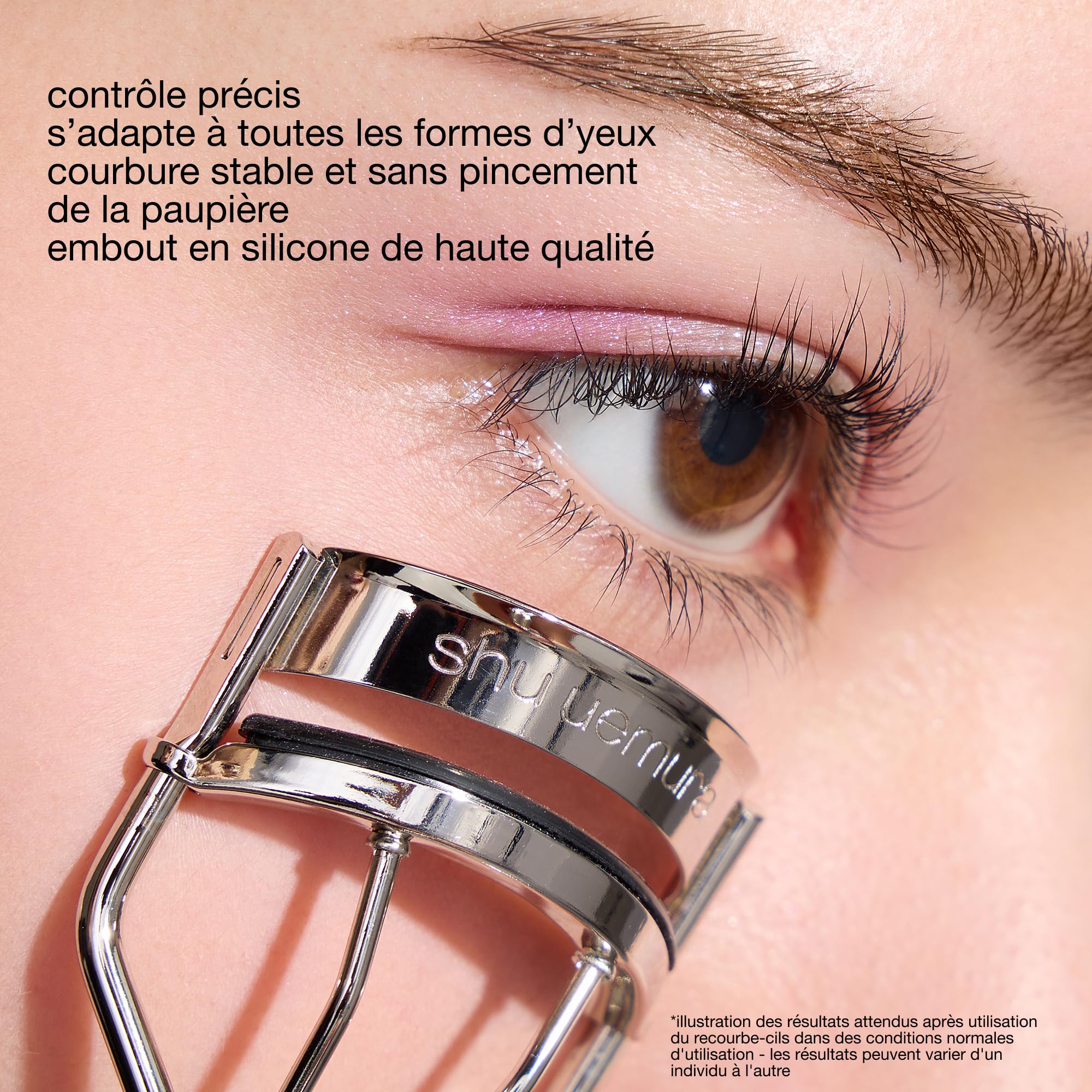 Shu Uemura Recourbe-Cils, Design Unique, Recourbe-Cils Professionnel, Courbure Optimale, Cils Allongés, Précis et Sans Pincement, Recharge Embout en Silicone Inclus