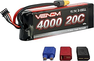 Venom Drive Series 20C 3S - 4000mAh 11.1V LiPo RC Battery - Universal 2.0 Plug, Lithium Polymer 3 Cell - Soft Silicone Connector & Compatible w/ XT60, Traxxas, Deans, EC3, 2WD, 4WD, Truck & Buggies