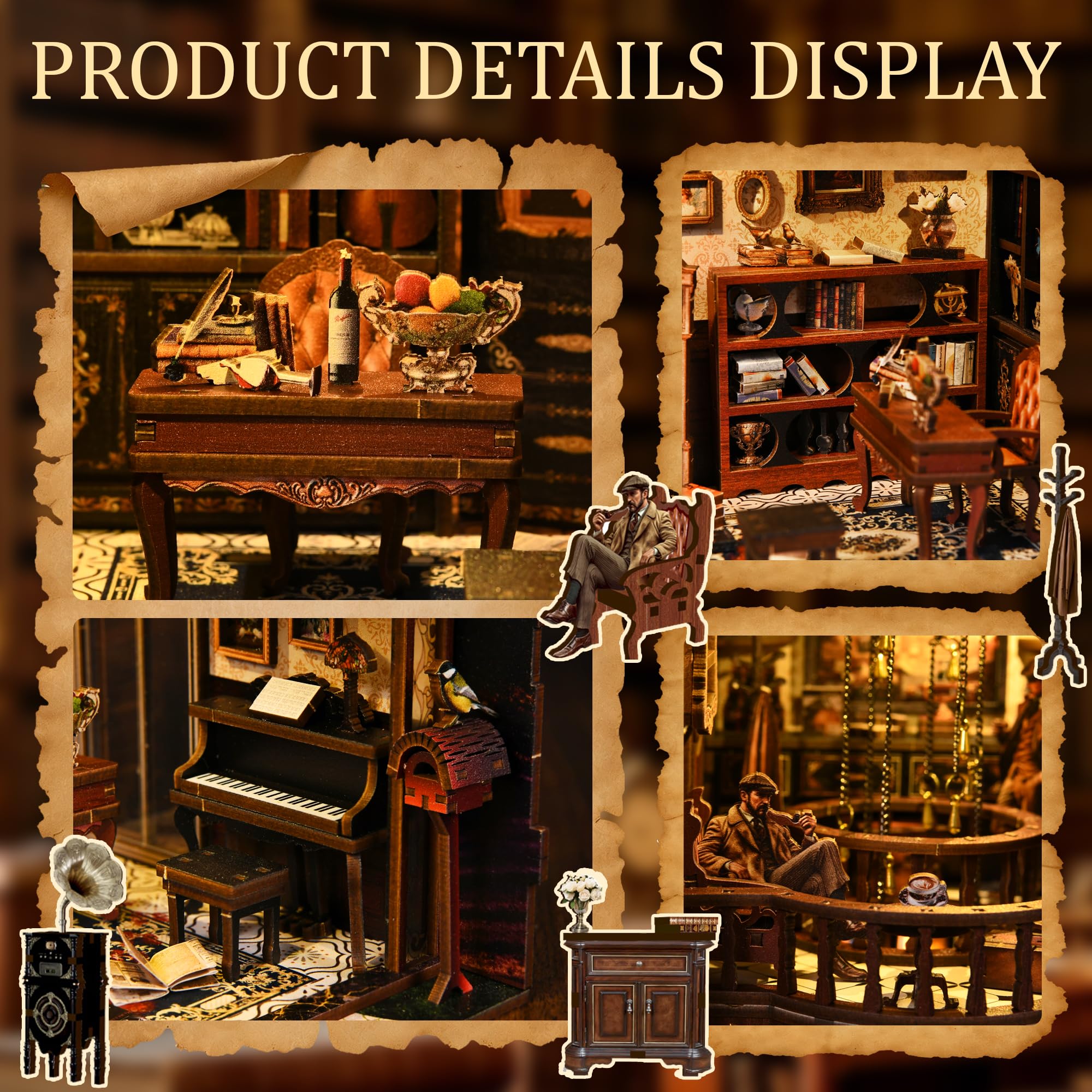 Book Nook Kits for Adults, CRIOLPO DIY Miniature House 3D Wooden Puzzle with Sensor LED Light - Image 5