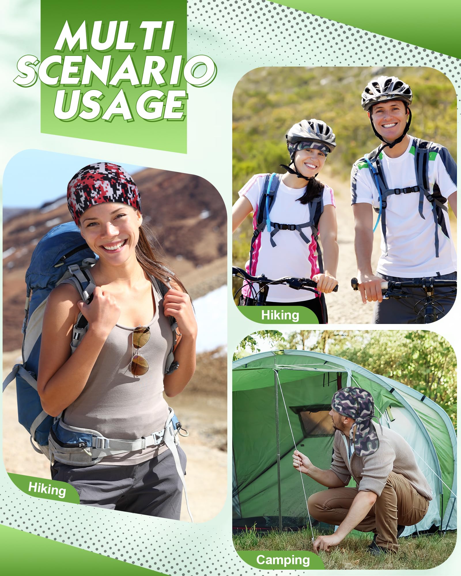15 Pcs Do Rag Skull Cap Cooling Helmet Liner Sweat Wicking Head Wraps Bandana Beanie Bicycle Helmet Liner for Men Women