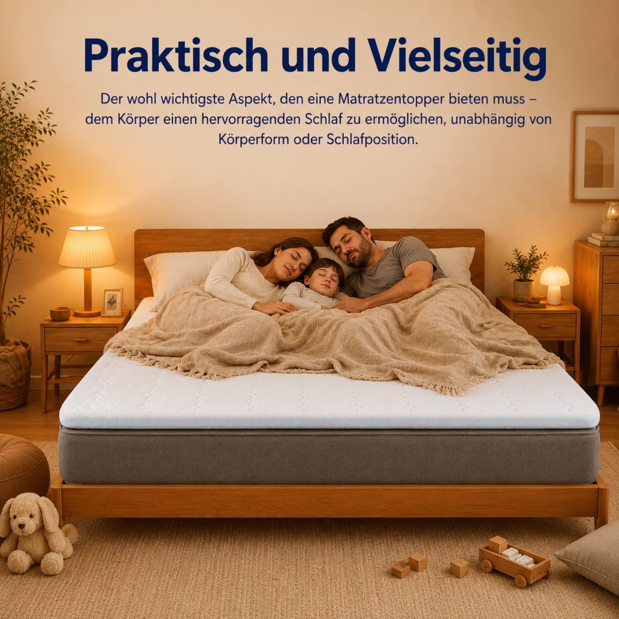 Ego Home Surmatelas 140 x 190 cm, Hauteur 7 cm, avec Mousse de Coupe 7 Zones, certifié Öko-TEX, surmatelas 140 x 190 cm, pour lit à sommier tapissier, Matelas, canapé-lit