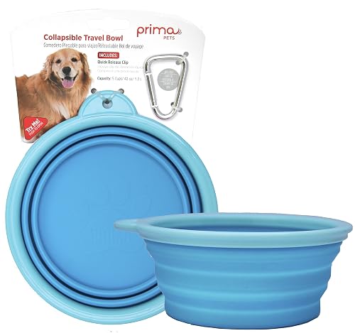 Prima Pet - Cuenco Plegable de Silicona con Clip para Perros medianos y Grandes, portátil y Duradero, tamaño…