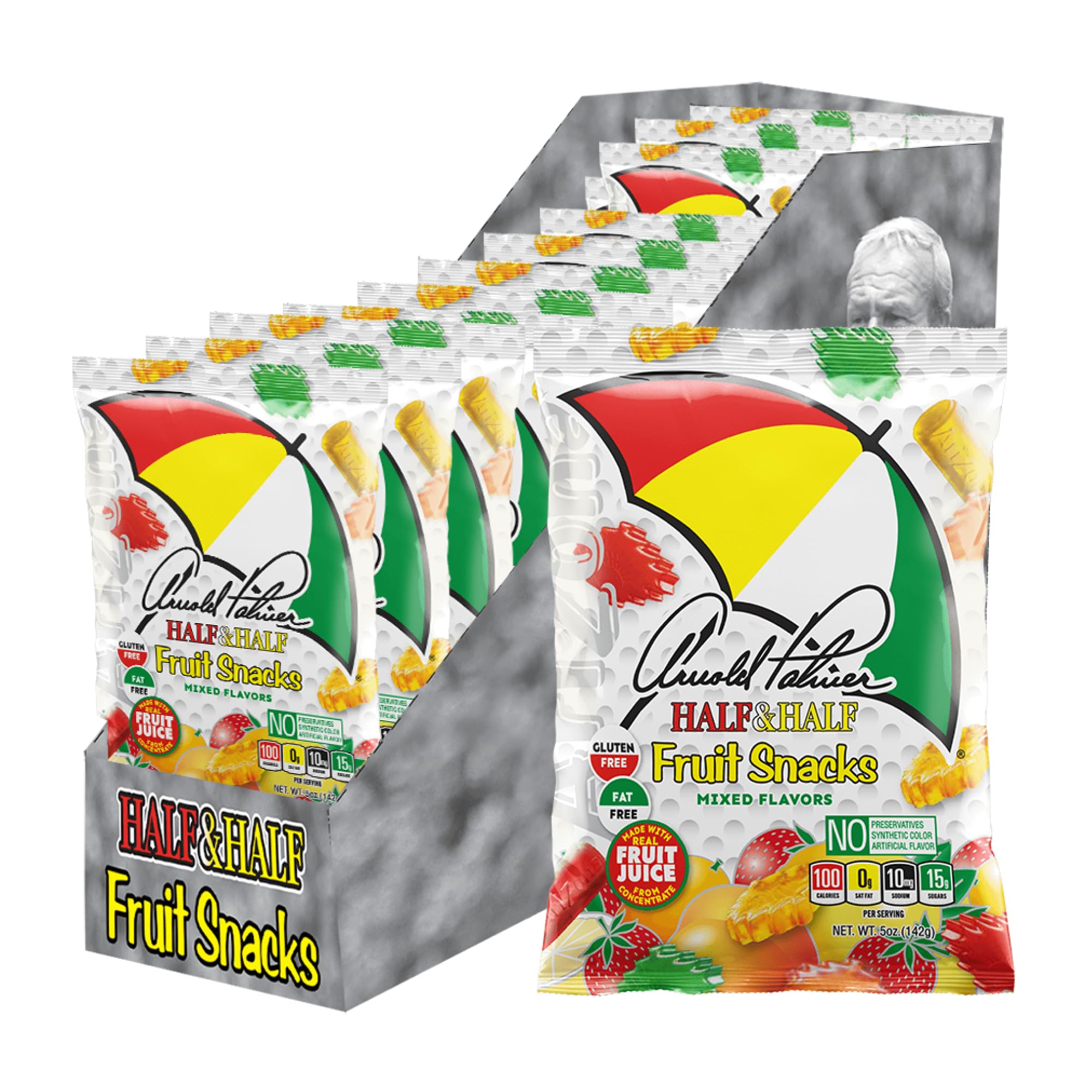Arizona Arnold Palmer Half and Half Fruit Snacks, Gluten Free Mixed Fruit Gummy Chews, 5 Ounce Individual Single Serve Bags (Pack of 12), 60 Ounce