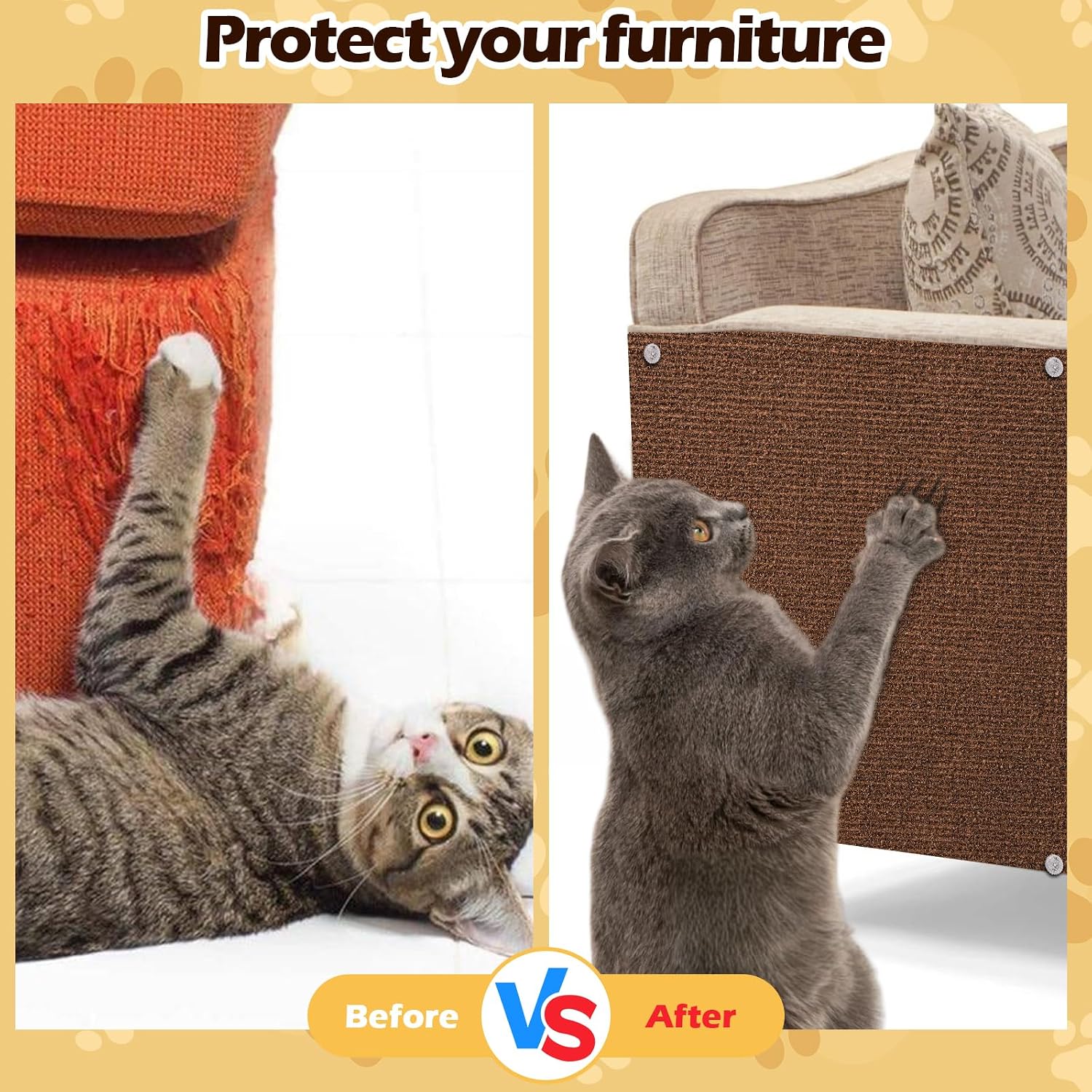 Cat Scratch Furniture Protector, 78.7"x15.8" Cat Scratch Pad for Couch | Trimmable Self-Adhesive DIY Sofa Wall Cats Tower Mat, Replacement Pads from Pet Claws, Dark Brown