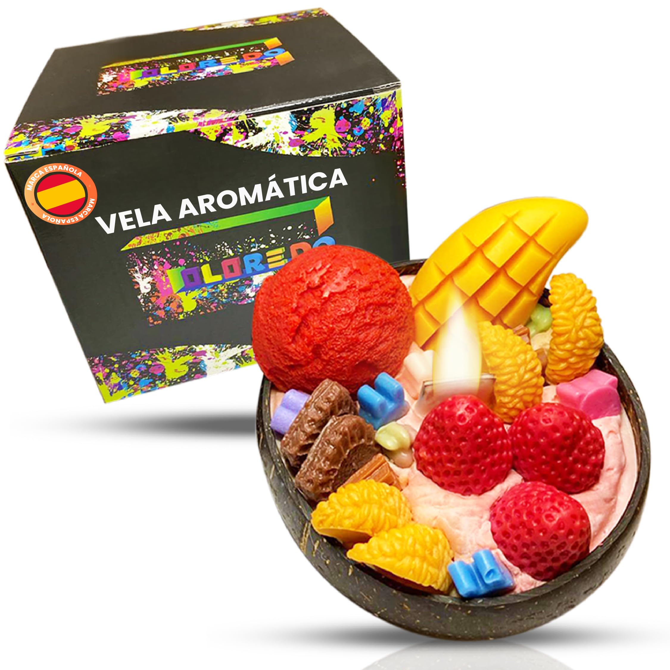 CCOLOREDO Vela Aromatica Decorativa Original de frutas Grande Ambientador de Hogar Regalo Mujer Velas de Cumpleaños Decoracion de Fiestas Originales Perfumada Vainilla Centro de Mesa