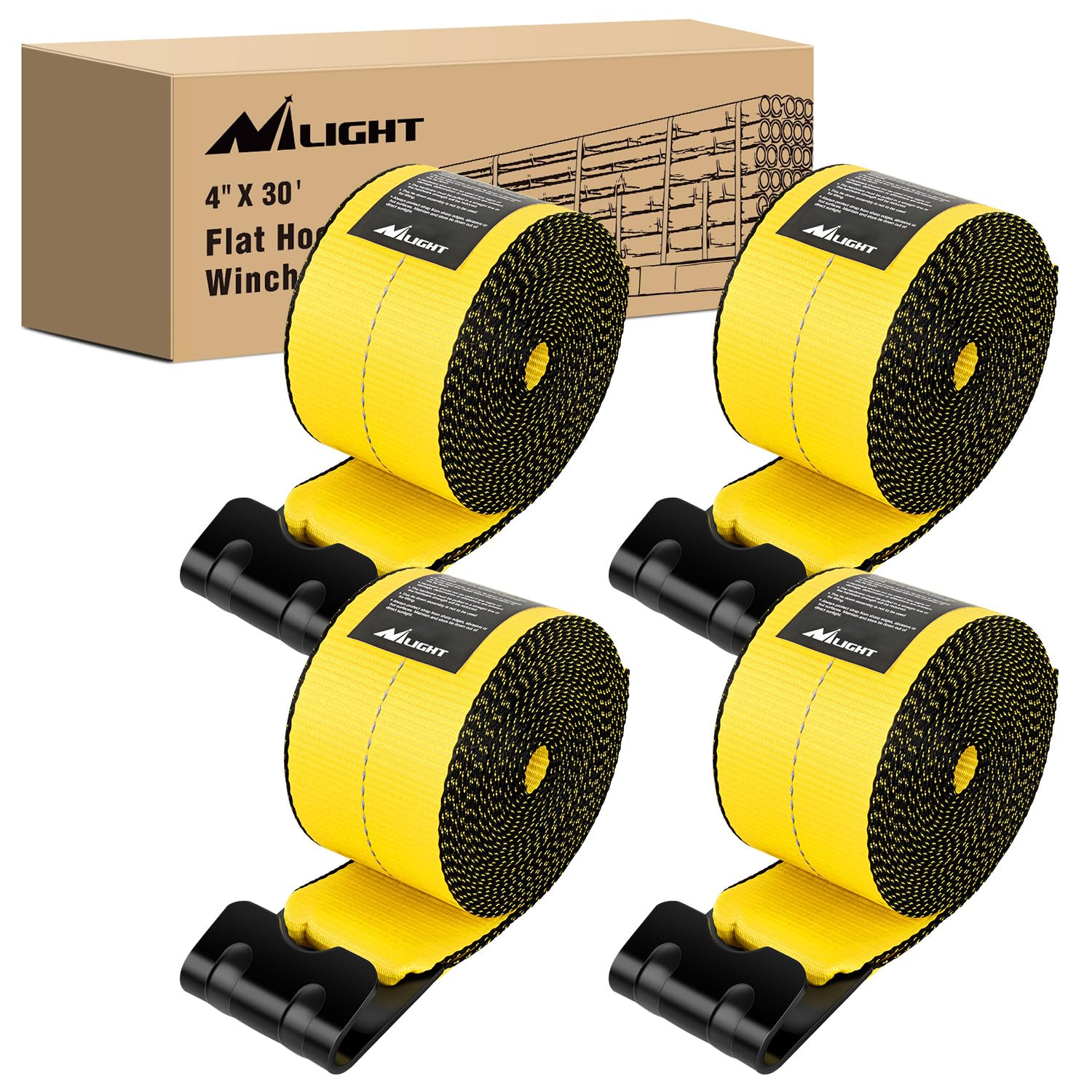 Nilight Truck Straps 4" x 30' Heavy Duty Tie Down with Flat Hooks