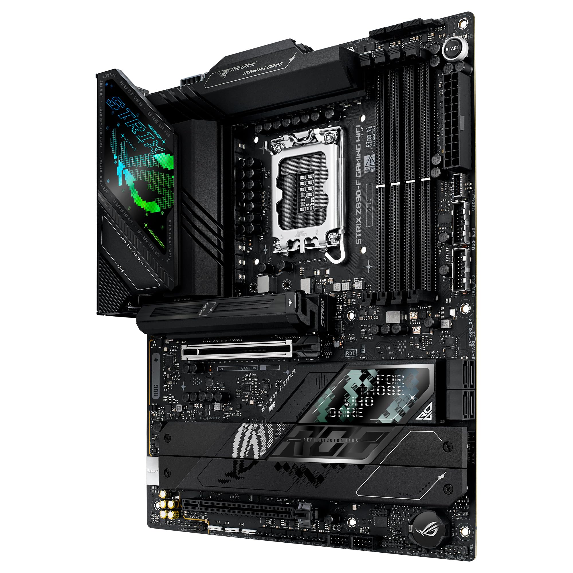 ASUS ROG Strix Z890-F Gaming WiFi - Placa Base ATX, 16+1+2+2 etapas de Potencia, DDR5, PCIe 5.0 Compatible con GPU de última generación, Cinco Ranuras M.2, WiFi 7, AI Overclocking, AI Networking II