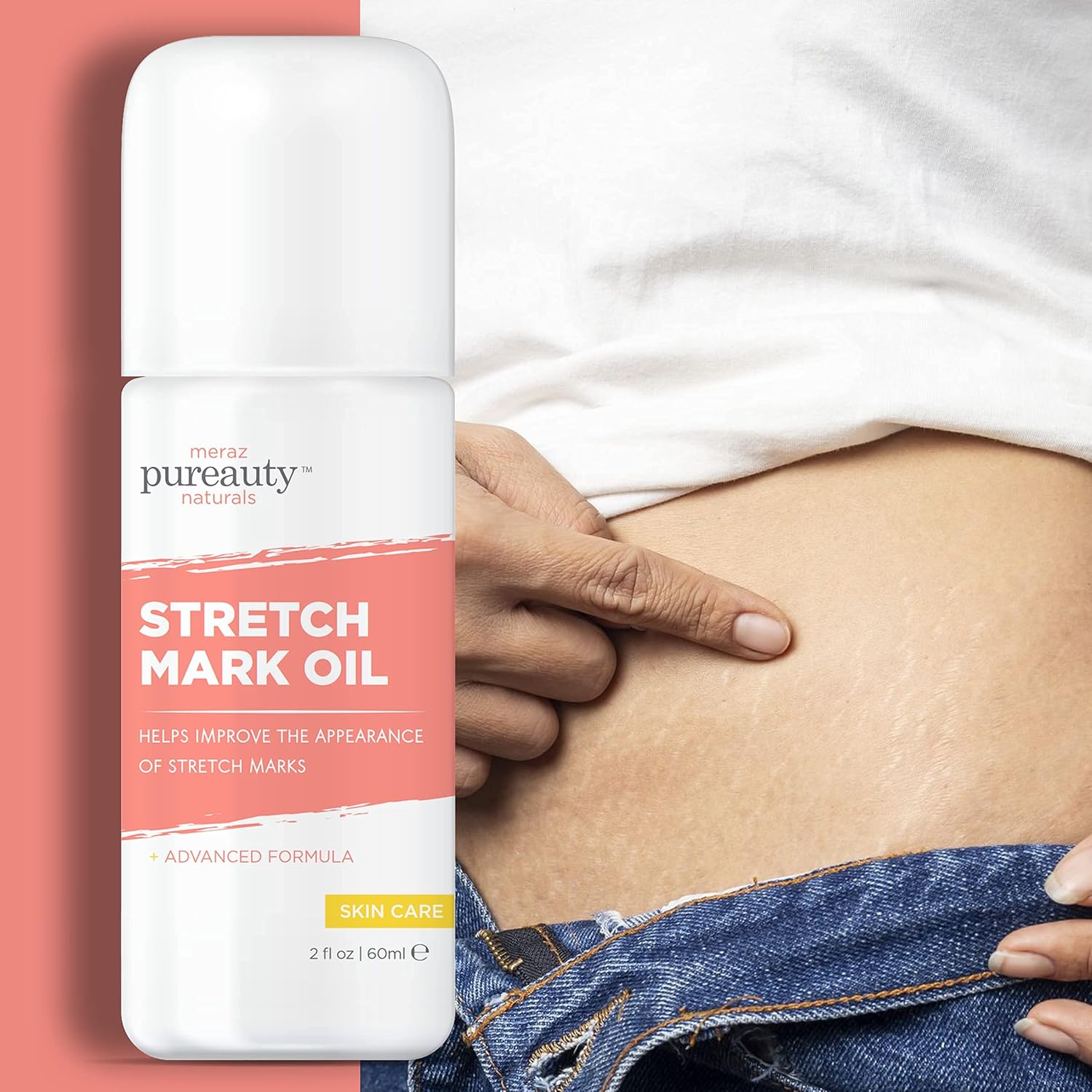 Stretch Mark Oil For Pregnant Women, Stretch Marks During Maternity, And Postpartum Skincare, Body Skin Moisturizing Pregnancy Stretch Mark Cream For Minimizing Strechmarks- Pureauty Naturals, 2 Oz : Beauty & Personal Care
