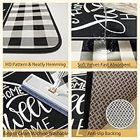 Vista 52 de Alfombras de Cocina Marrón, Alfombras de Microfibra Antideslizantes y Lavables para el Piso de la Cocina, Juego de 2 Piezas de Alfombras Decorativas