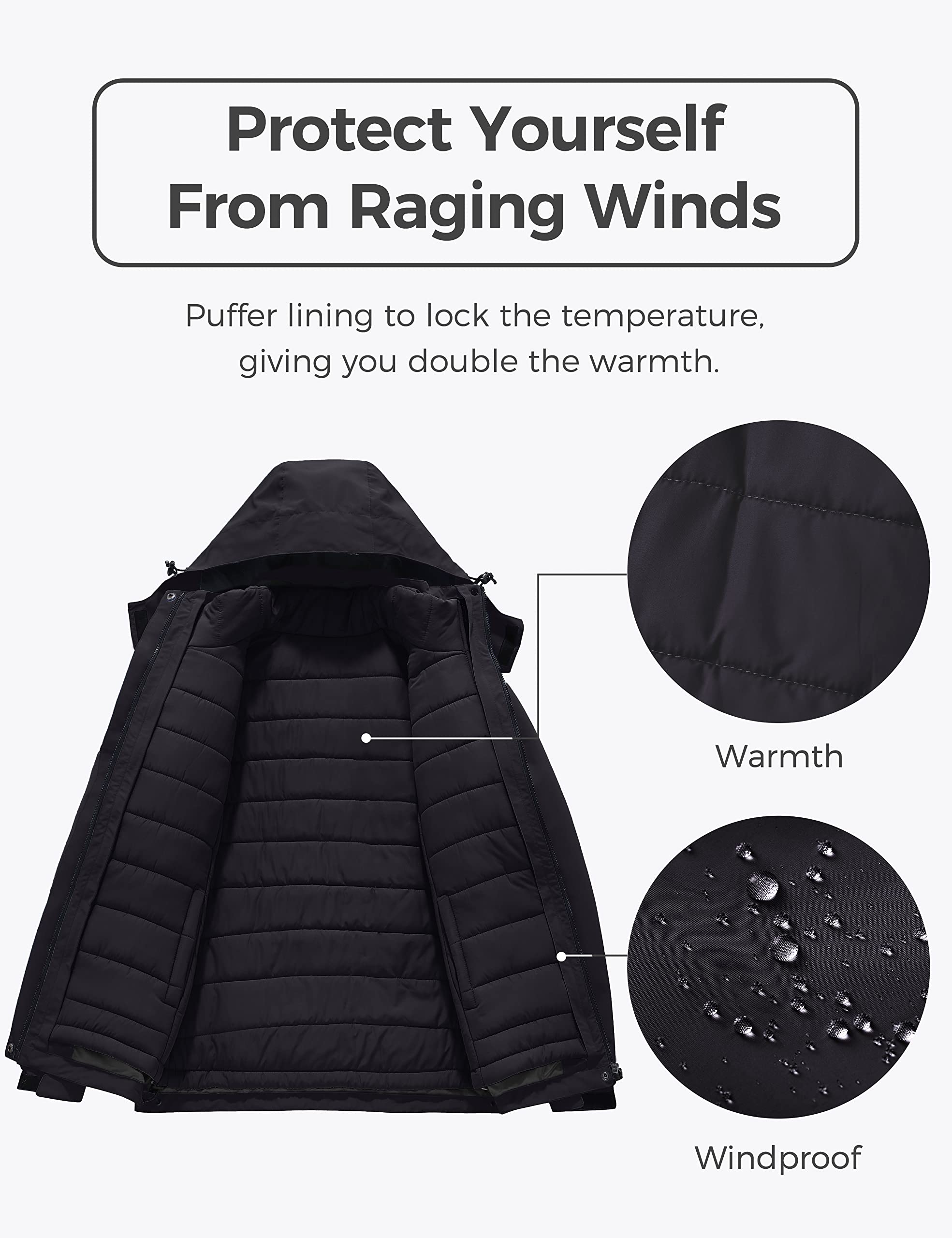 Wantdo Damen Warm Winter Jacke Abnehmbarer Innenschuh 3-in-1 Jacke wasserdichte Snowboardmäntel Kapuzen Windjacke