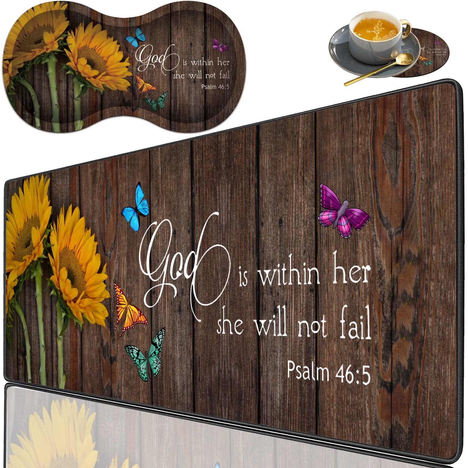 Bible Verse Mouse Pad Set - Wrist Rest & Coaster -28
