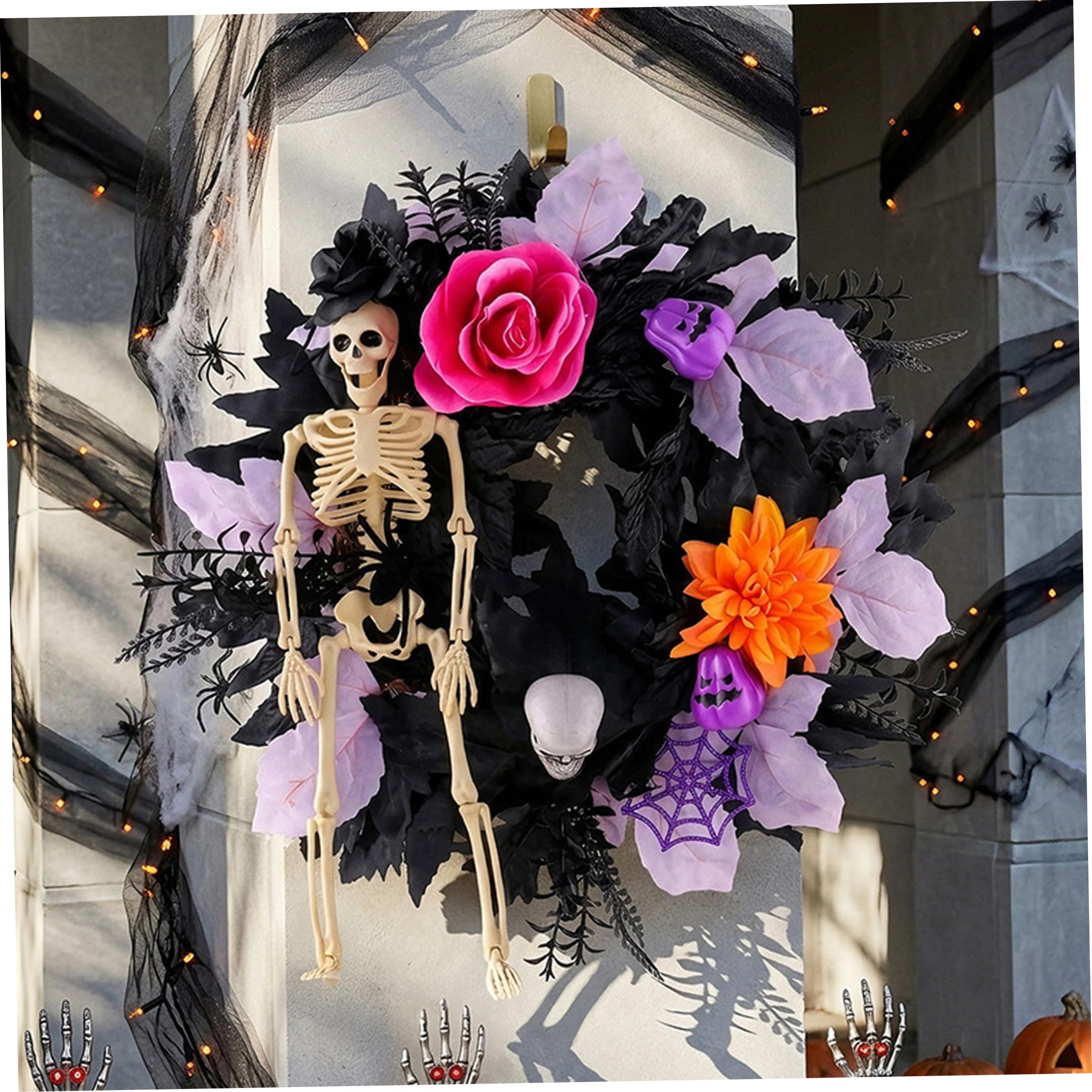 Ghirlanda di Halloween con scheletro spettrale e decorazione da parete festosa di Halloween