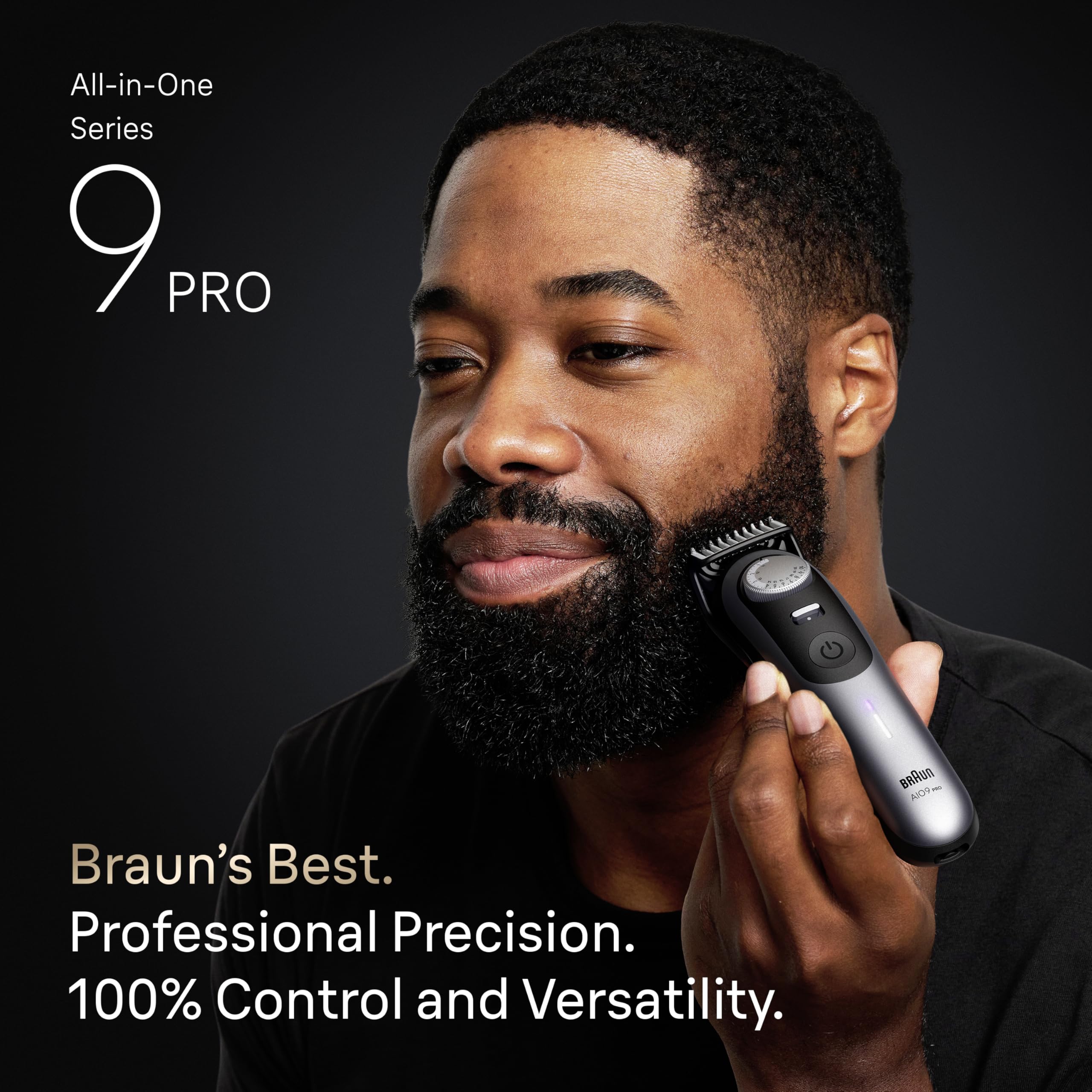 Braun Series 9 PRO All-in-One Beard & Body Grooming Kit for Men, Cordless Trimmer, Hair Clippers & Shaver for Face, Hair & Body with Gillette Labs Razor, AIO 9570
