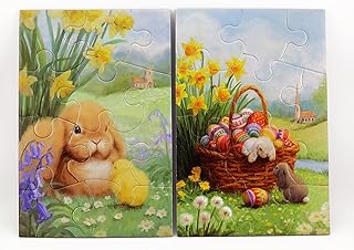 Easter Puzzle Bunny Boutique Jigsaw Puzzles Easter Basket Stuffers for Children or Kids 2 Puzzle Pack