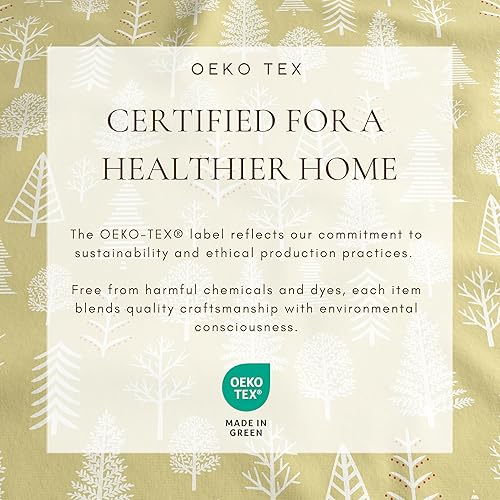 Miniatura 5 de Juego de sábanas de franela, tamaño matrimonial, 100% algodón turco, de doble cepillado, con estampado, ultrasuaves, acogedoras, 4 piezas (bosque de