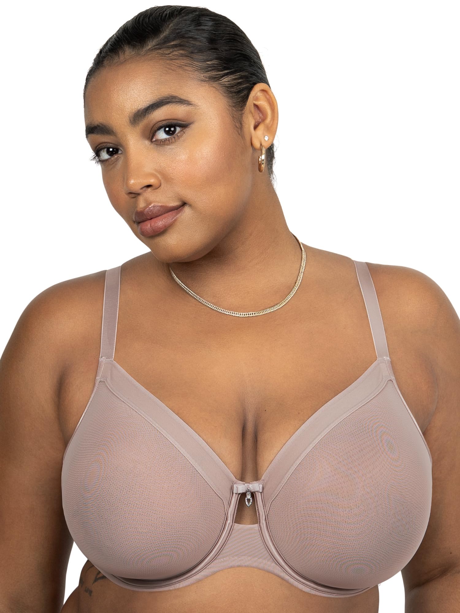 Curvy Couture Womens Sheer Mesh Full-Coverage Unlined Underwire Bra